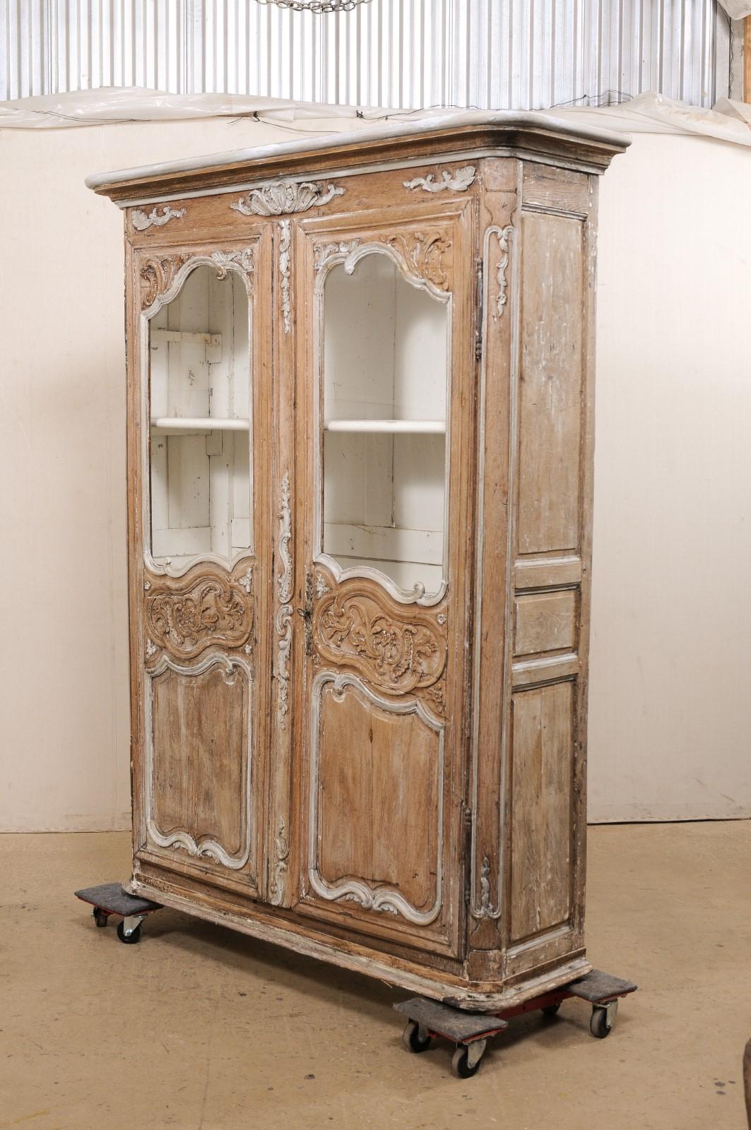 Antique French Tall Storage & Display Cabinet w/ Beautiful Foliage Carvings 5