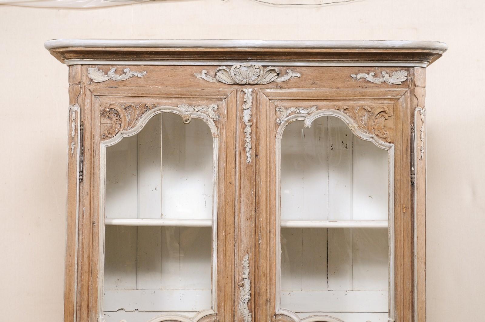 18th Century and Earlier Antique French Tall Storage & Display Cabinet w/ Beautiful Foliage Carvings