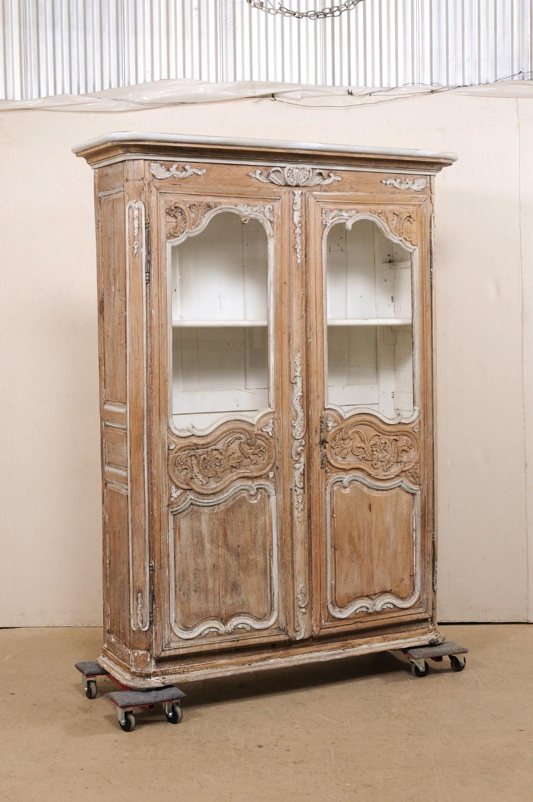 Antique French Tall Storage & Display Cabinet w/ Beautiful Foliage Carvings 1