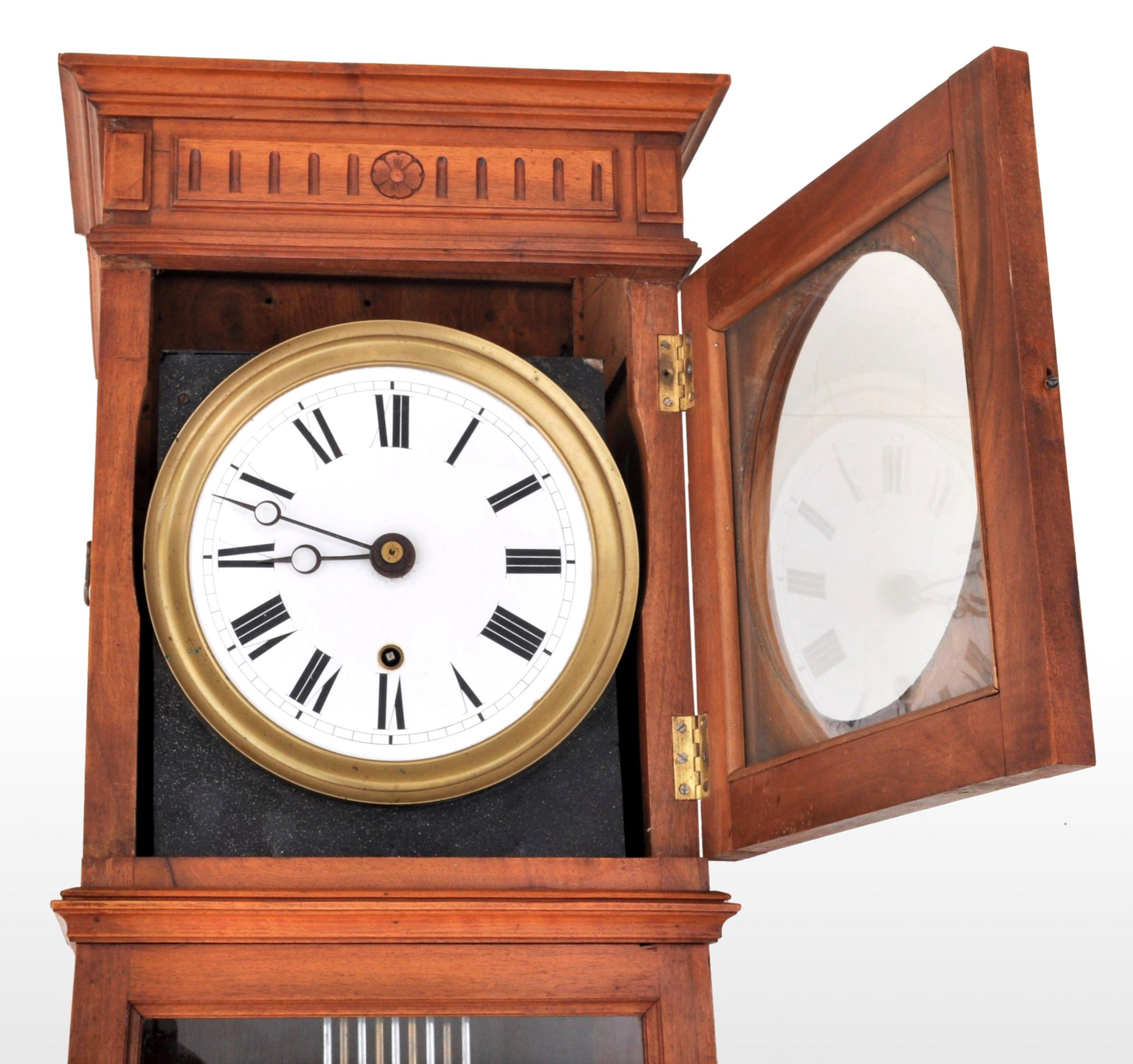 French Provincial Antique French 8-Day Longcase / Grandfather Comtoise Morbier Clock, circa 1800