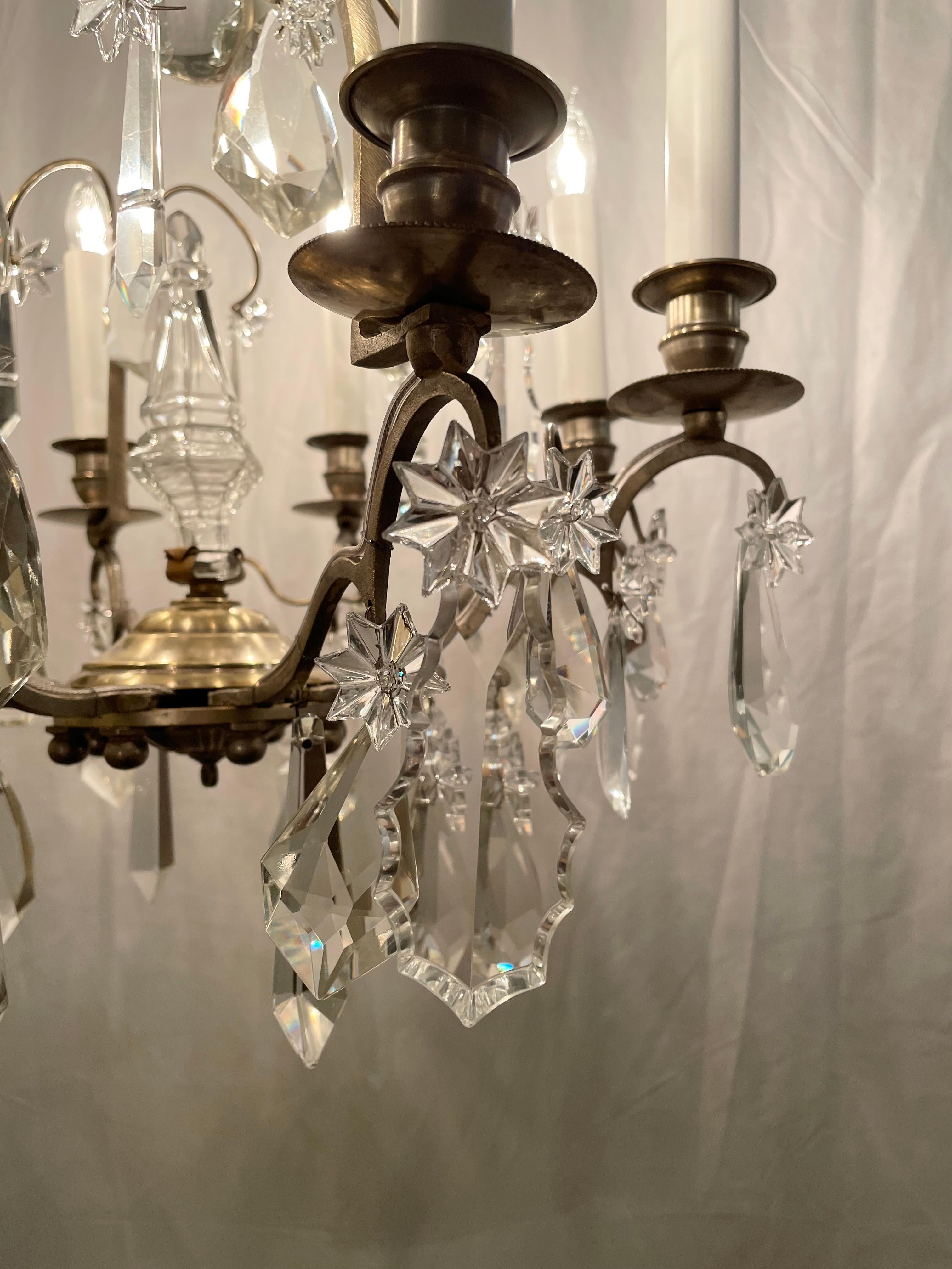 Antique French 8 Light Bronze and Crystal Chandelier, circa 1890-1910 For Sale 4