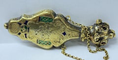 Antique French .800 Fine Silver Vermeil and Enamel Hand Engraved Scent Bottle (flacone di profumo inciso a mano)