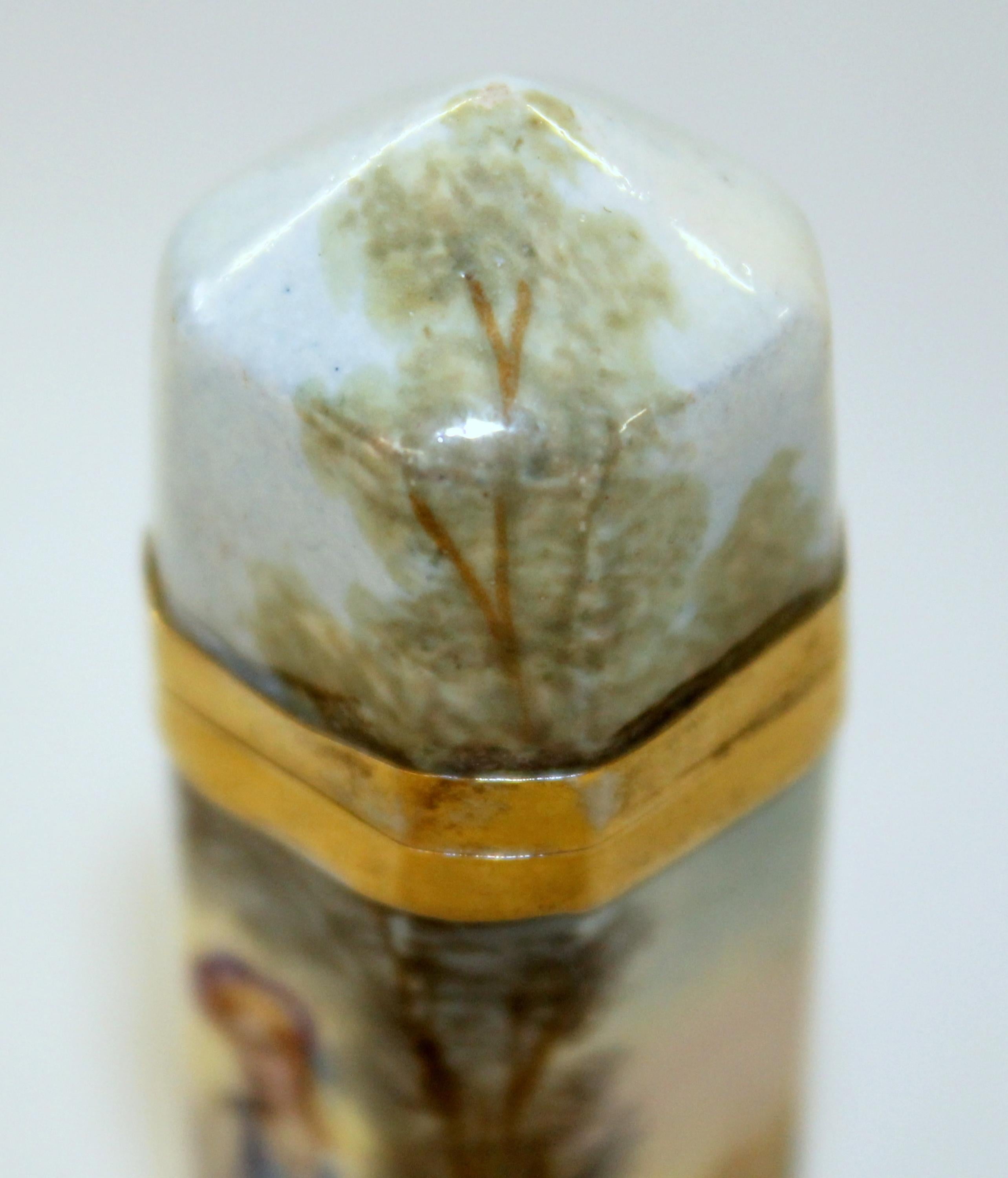 19th Century Antique French .800 Fine Silver Vermeil and Hand Painted Enamel Scent Bottle