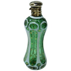 Antique French .800 Silver Vermeil, Overlay, Enamel Cut Crystal Scent Bottle