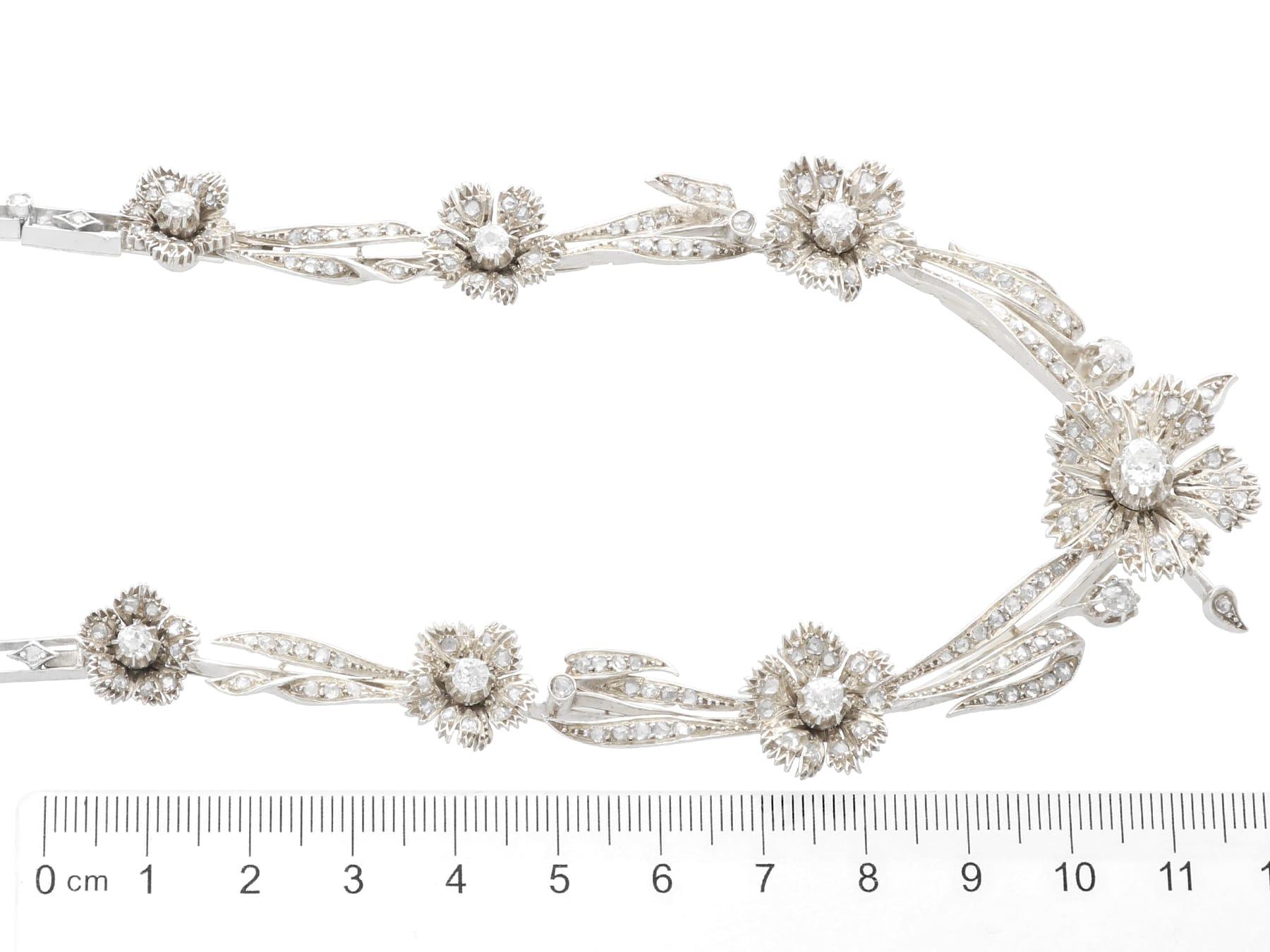 Antique French 8.50 Carat Diamond, 9k Gold and Silver Necklace Circa 1860 For Sale 10