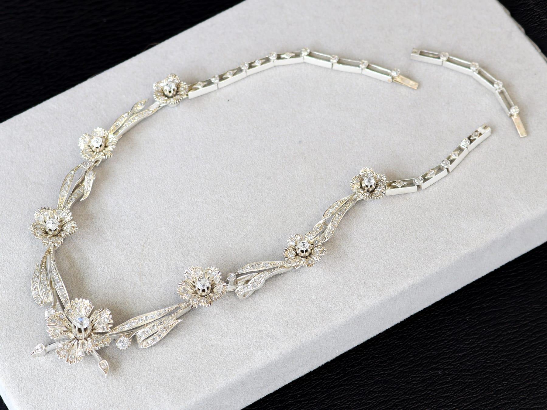 Women's or Men's Antique French 8.50 Carat Diamond, 9k Gold and Silver Necklace Circa 1860 For Sale