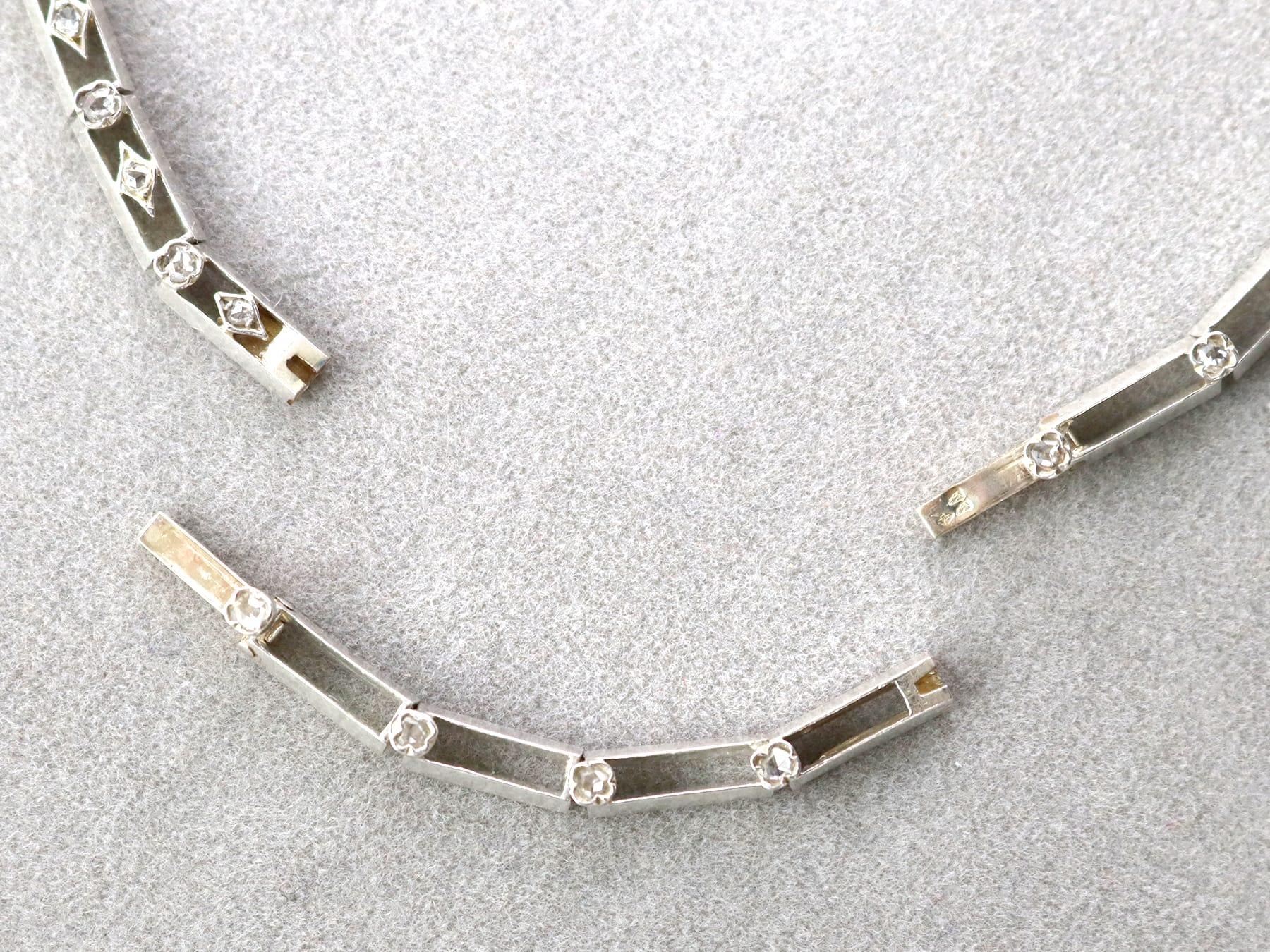 Antique French 8.50 Carat Diamond, 9k Gold and Silver Necklace Circa 1860 For Sale 2
