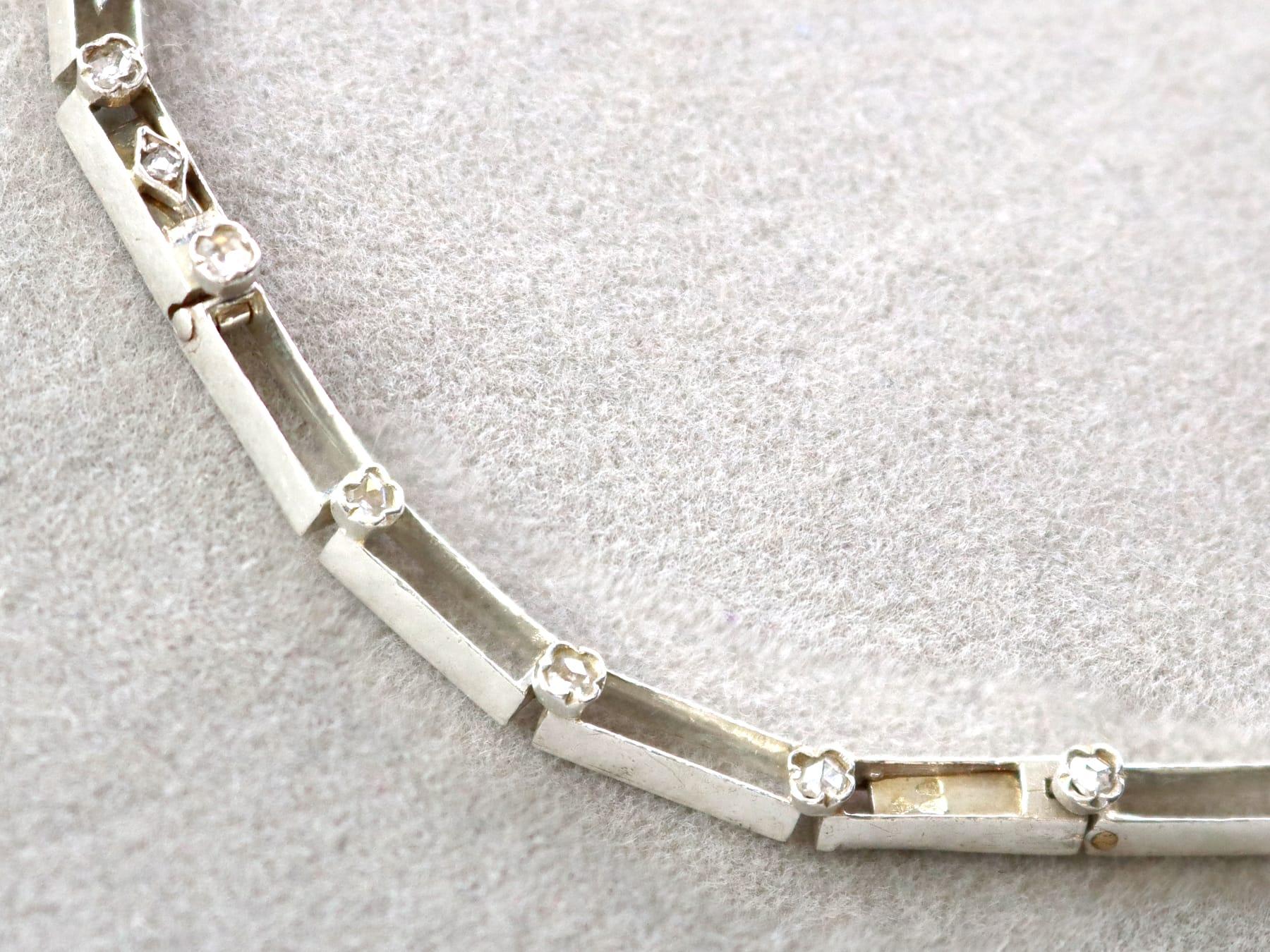 Antique French 8.50 Carat Diamond, 9k Gold and Silver Necklace Circa 1860 For Sale 3