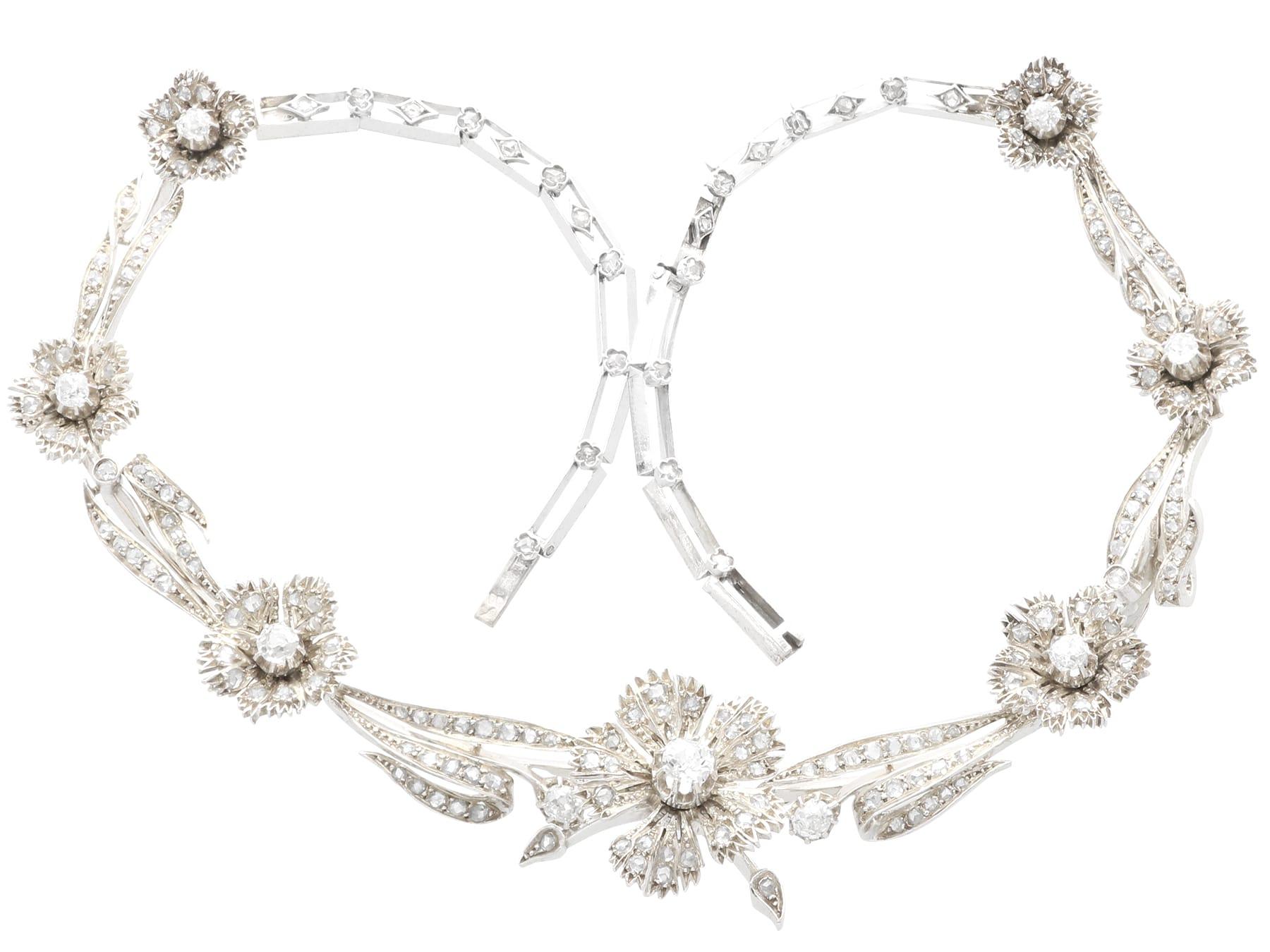 Antique French 8.50 Carat Diamond, 9k Gold and Silver Necklace Circa 1860 For Sale 4