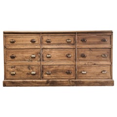 Antique French 9 Drawer Pharmacy Cabinet