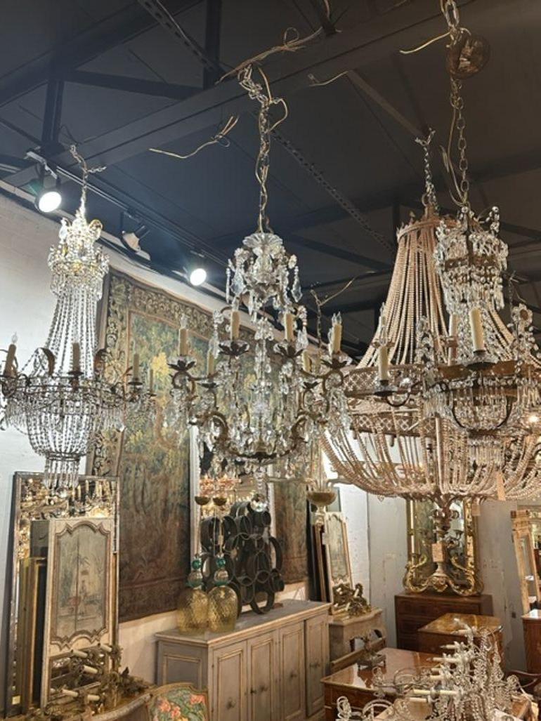 Antique French 9 Light Chandelier After Maison Bagues In Good Condition For Sale In Dallas, TX