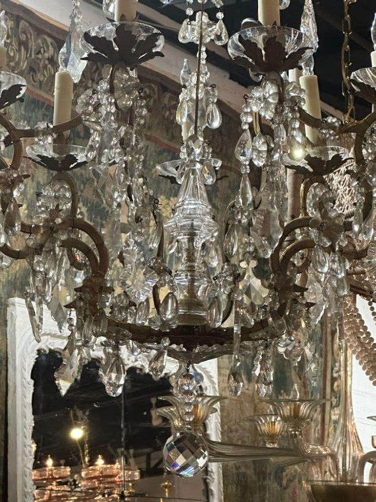 19th Century Antique French 9 Light Chandelier After Maison Bagues For Sale