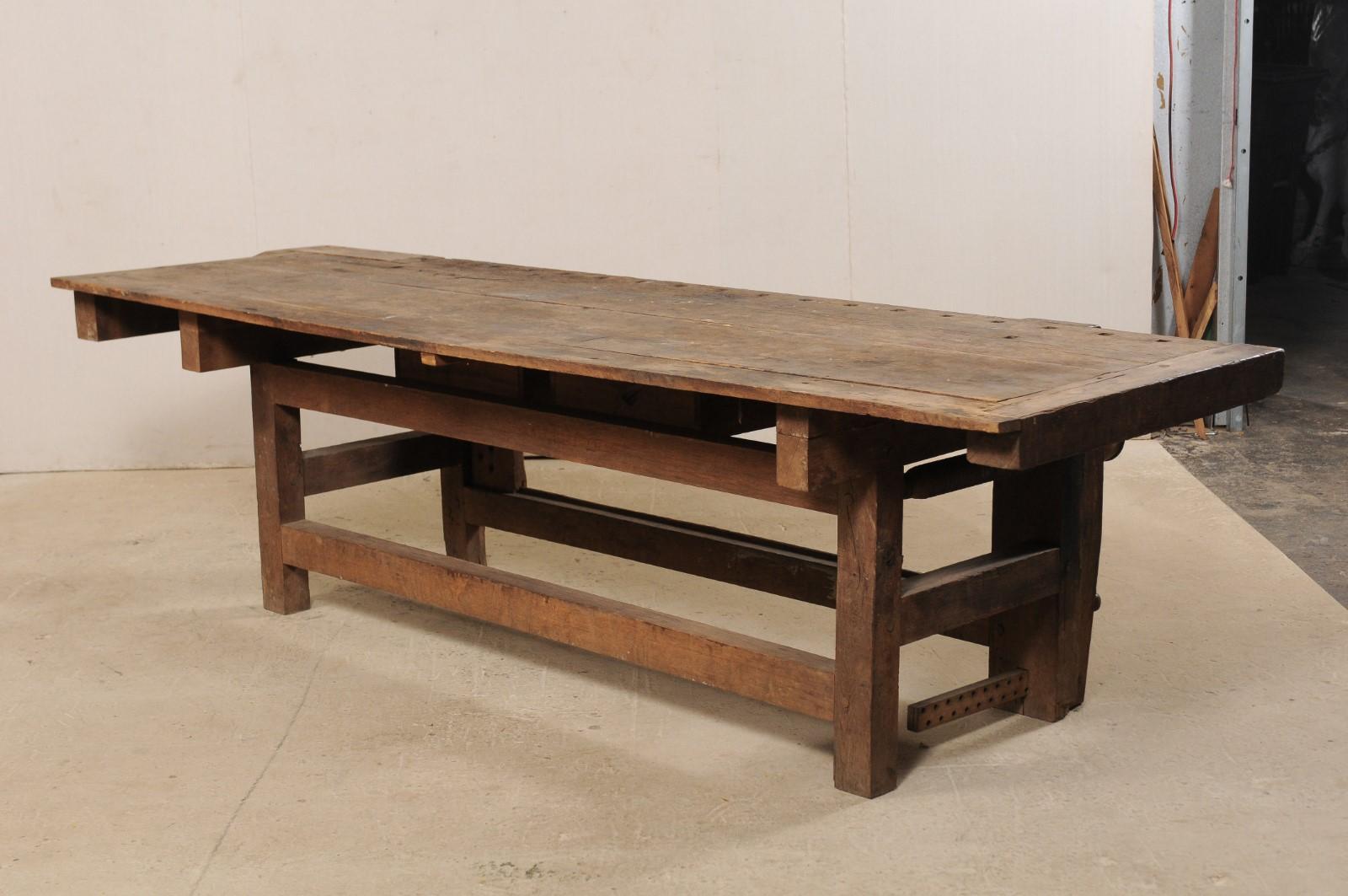 19th Century Antique French Work Bench with Drawers, Great for a Kitchen Island