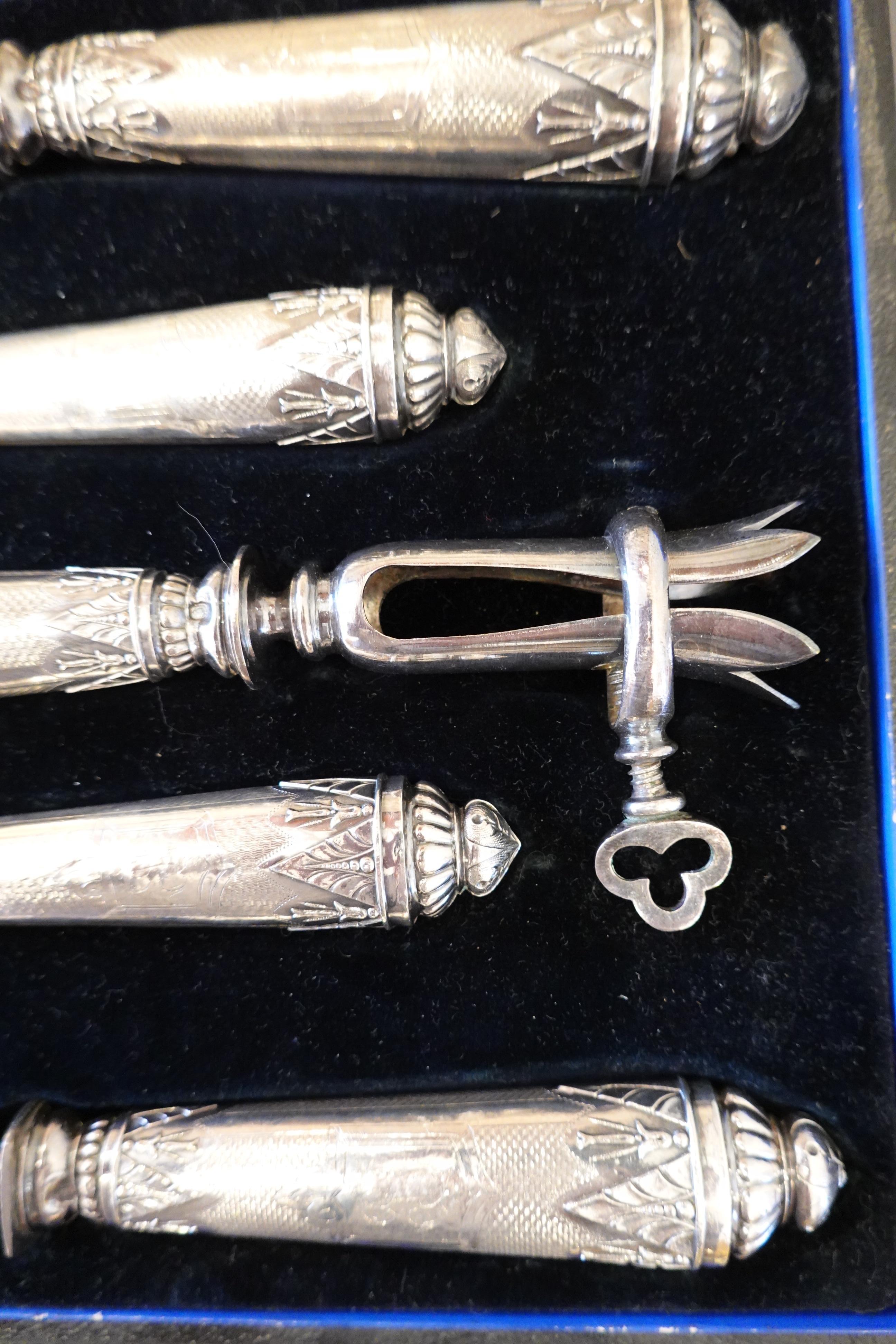 Antique French .950 Silver 5-Piece Carving Service with Gigot in Box For Sale 1