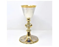 Antique French 950 Silver Gilt Enamel Chalice by Placide Poussielgue-Rusand