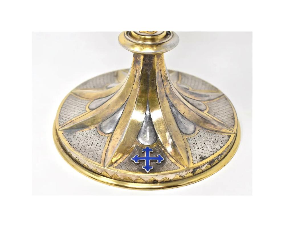 Antique French 950 Silver Gilt Enamel Chalice by Placide Poussielgue-Durand For Sale 1