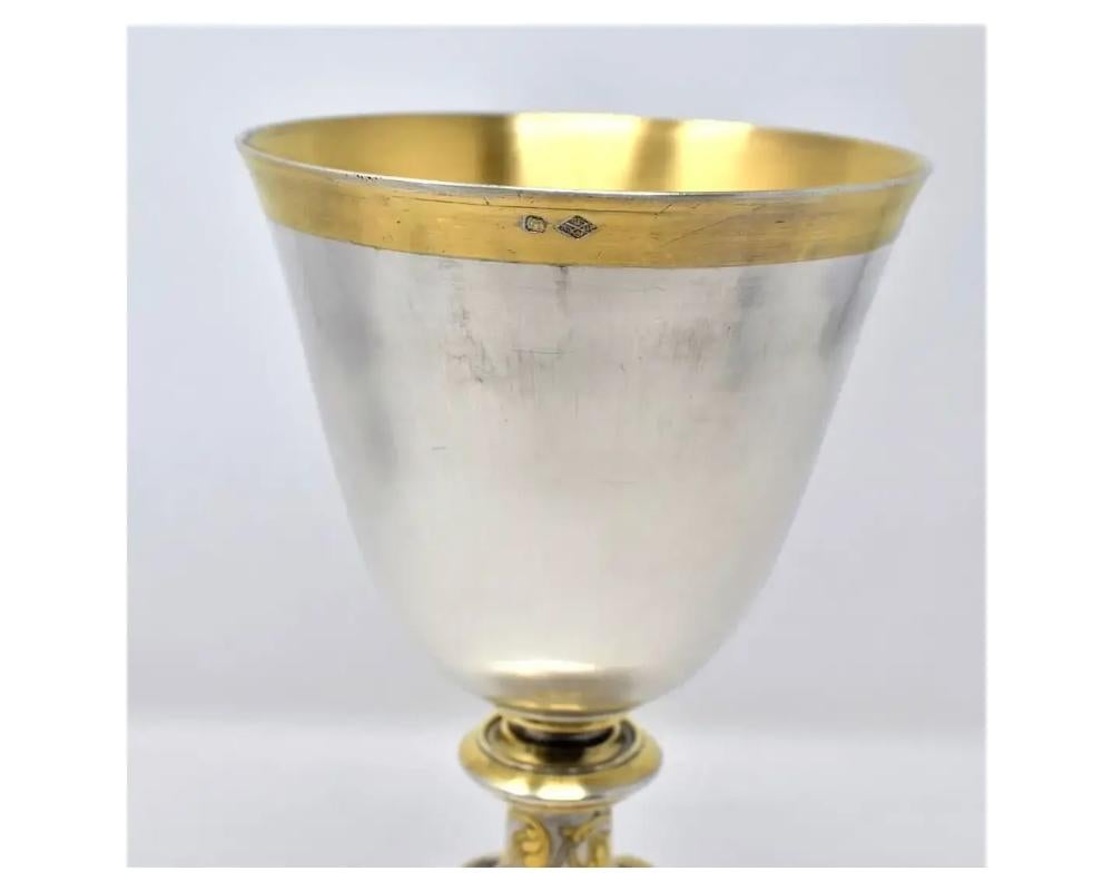 Antique French 950 Silver Gilt Enamel Chalice by Placide Poussielgue-Durand For Sale 4