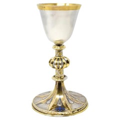 Antique French 950 Silver Gilt Enamel Chalice by Placide Poussielgue-Durand
