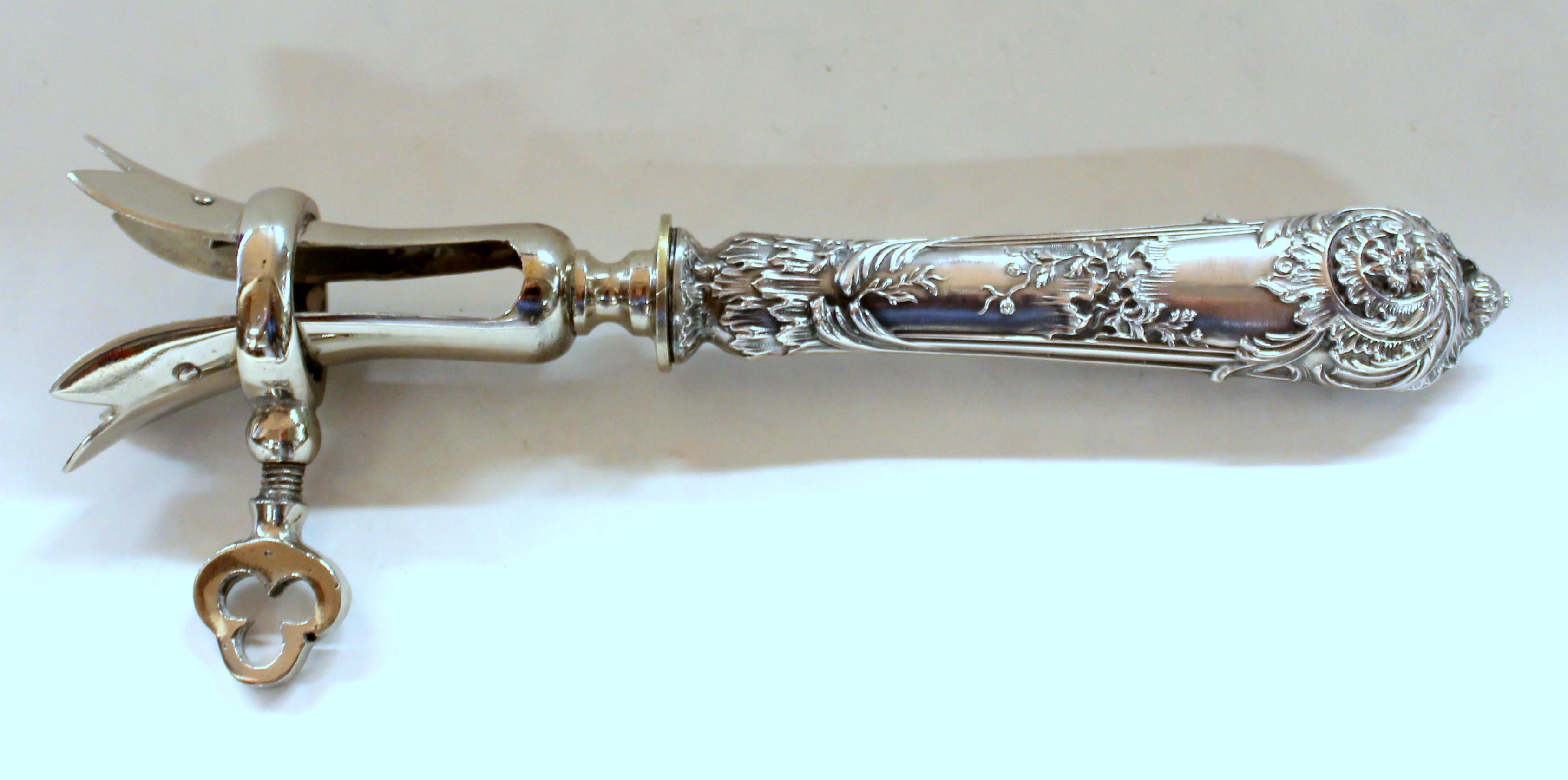 Antique French .950 Silver Rococo Style 3 Pc Carving Set with Rare Gigot For Sale 6