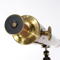 Antique French A. Bardou Brass Telescope With Mahogany Tripod c1880