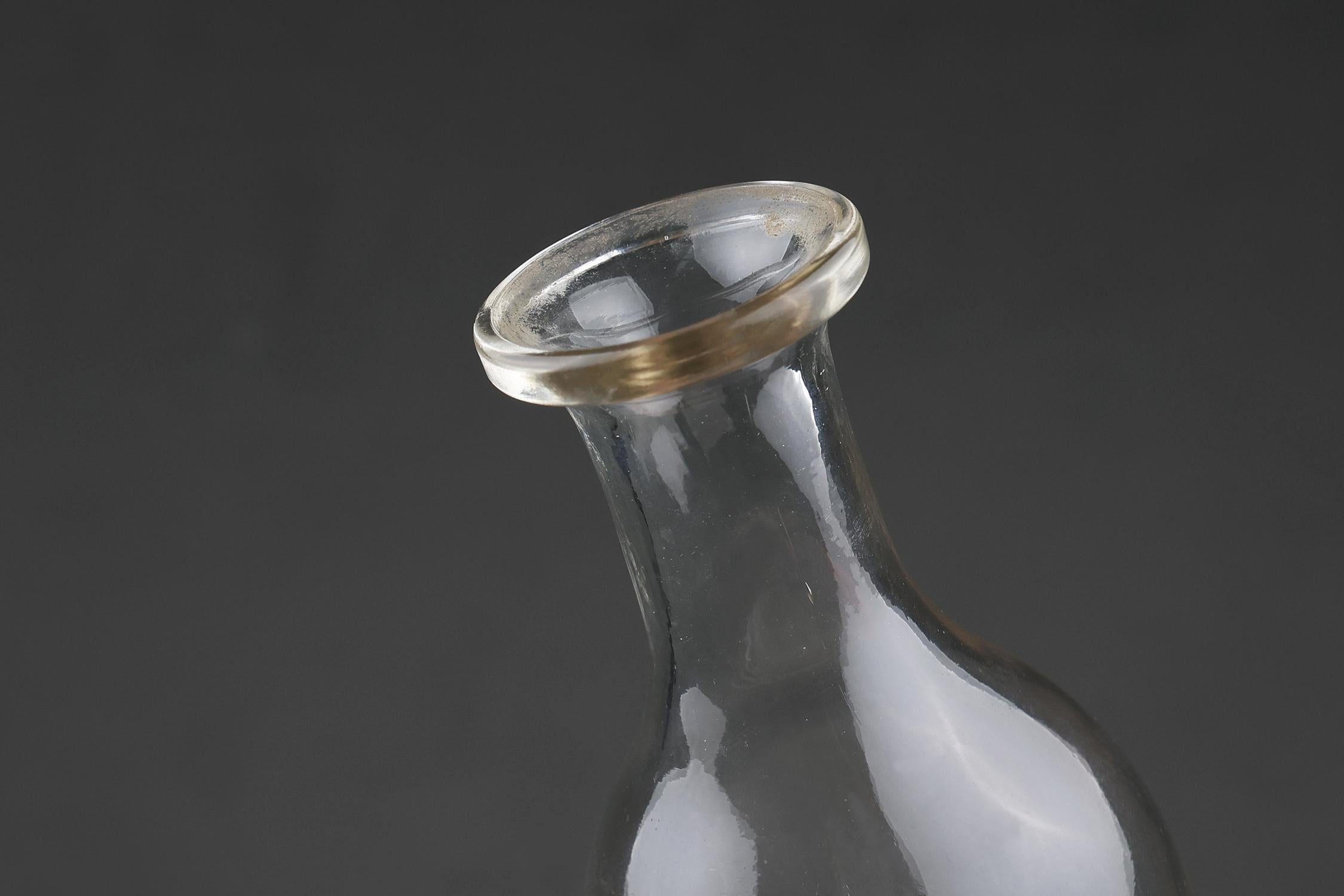 Frosted Antique French Absinthe glass Carafe La Cressonnée For Sale