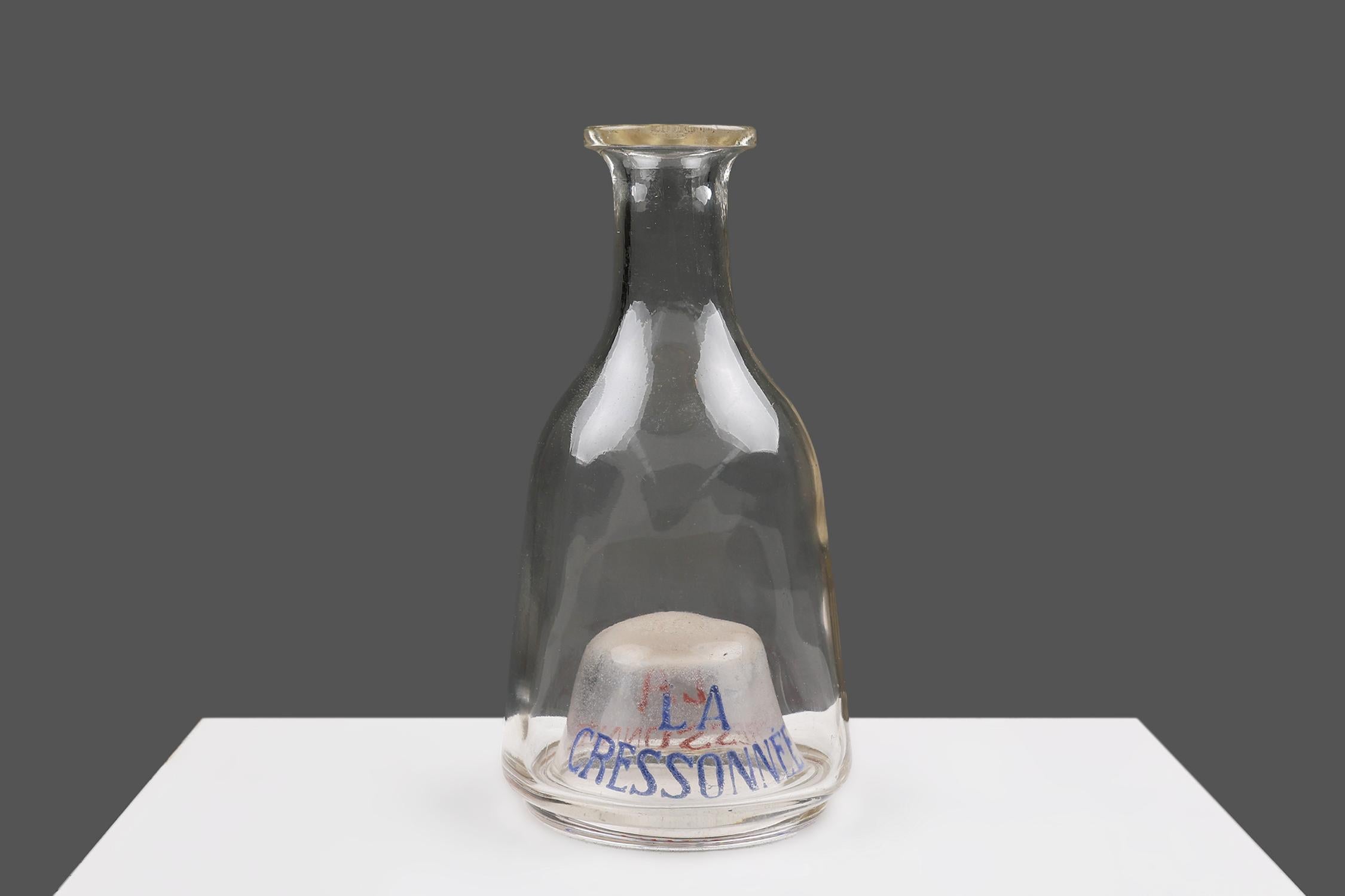 Glass Antique French Absinthe glass Carafe La Cressonnée For Sale