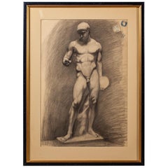 Antique French Academy Drawing Discus Thrower, circa 1880