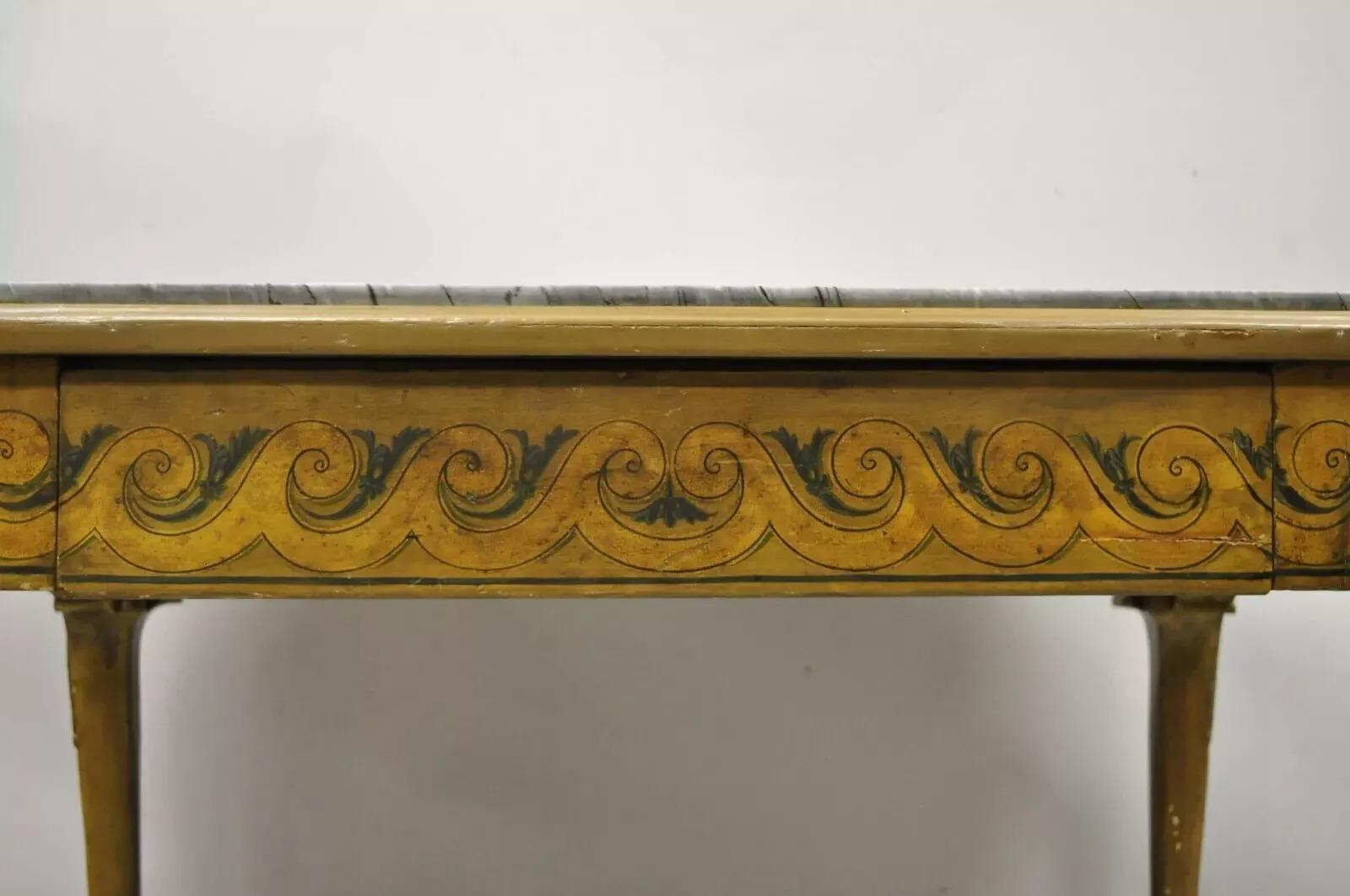Antique French Adams Style Hand Painted Queen Anne One Drawer Center Table For Sale 4