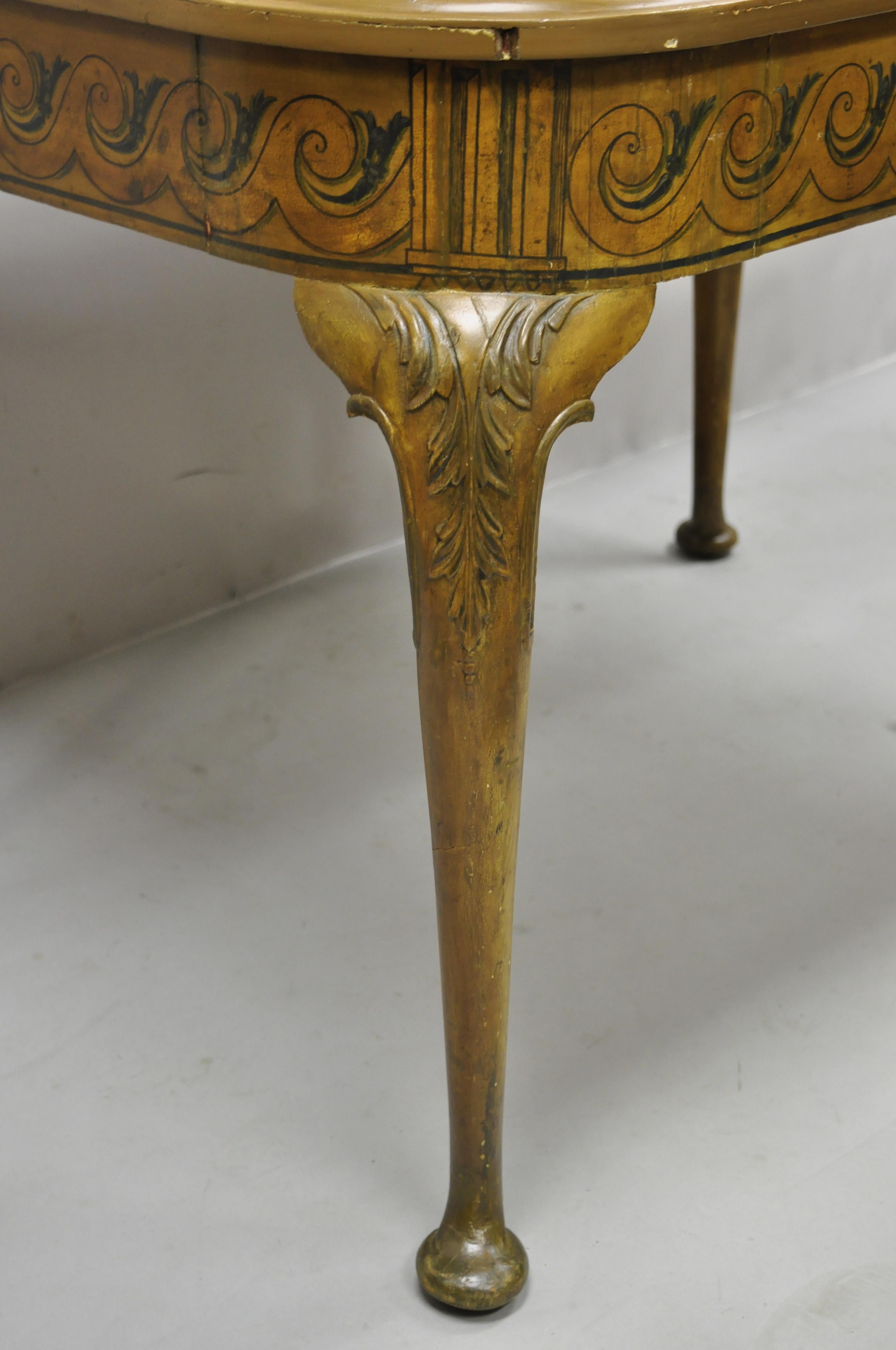 Antiker, französischer, handbemalter Queen Anne-Tisch im Adams-Stil mit einer Schublade in der Mitte im Angebot 4