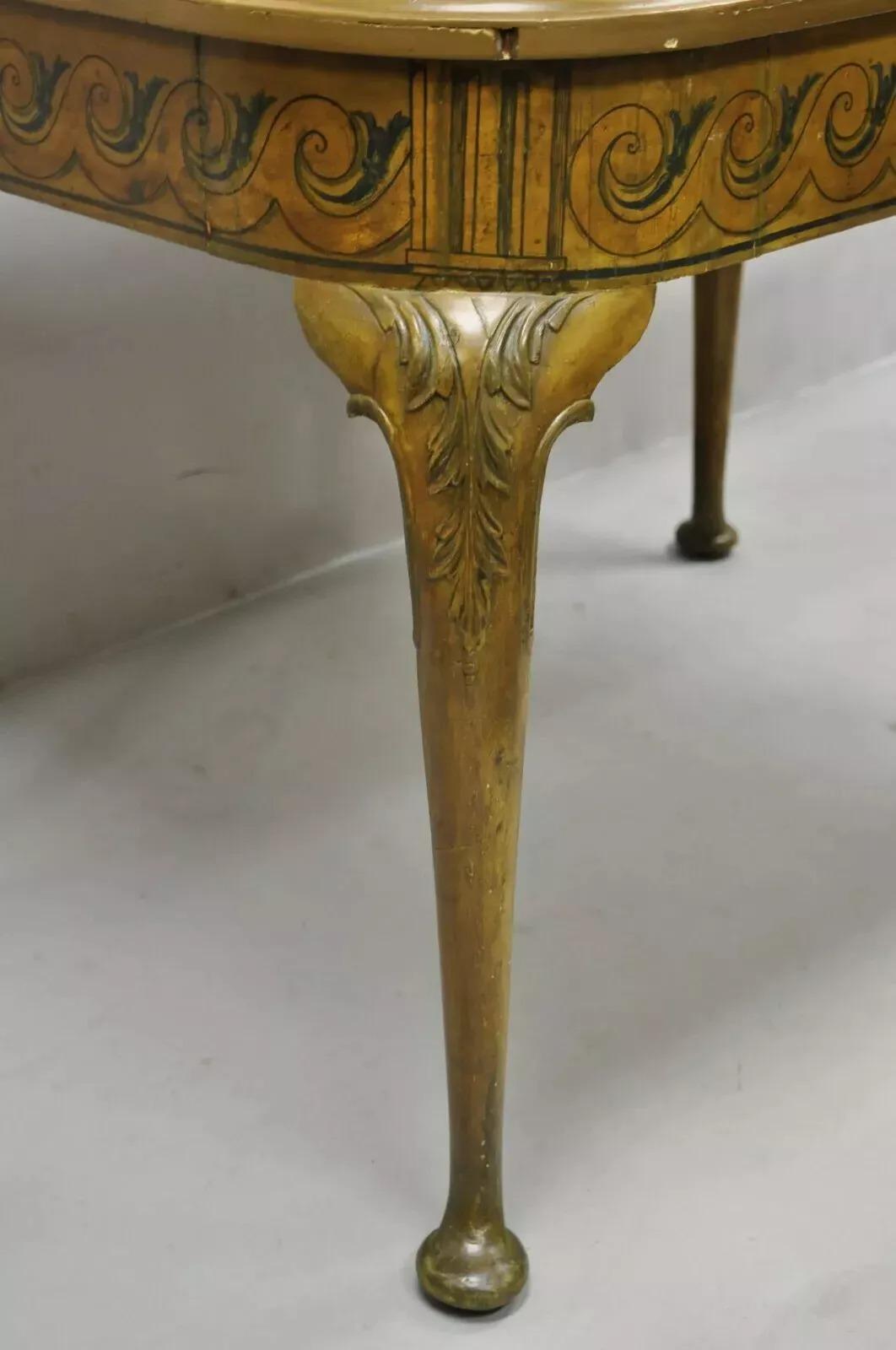 Antique French Adams Style Hand Painted Queen Anne One Drawer Center Table For Sale 5
