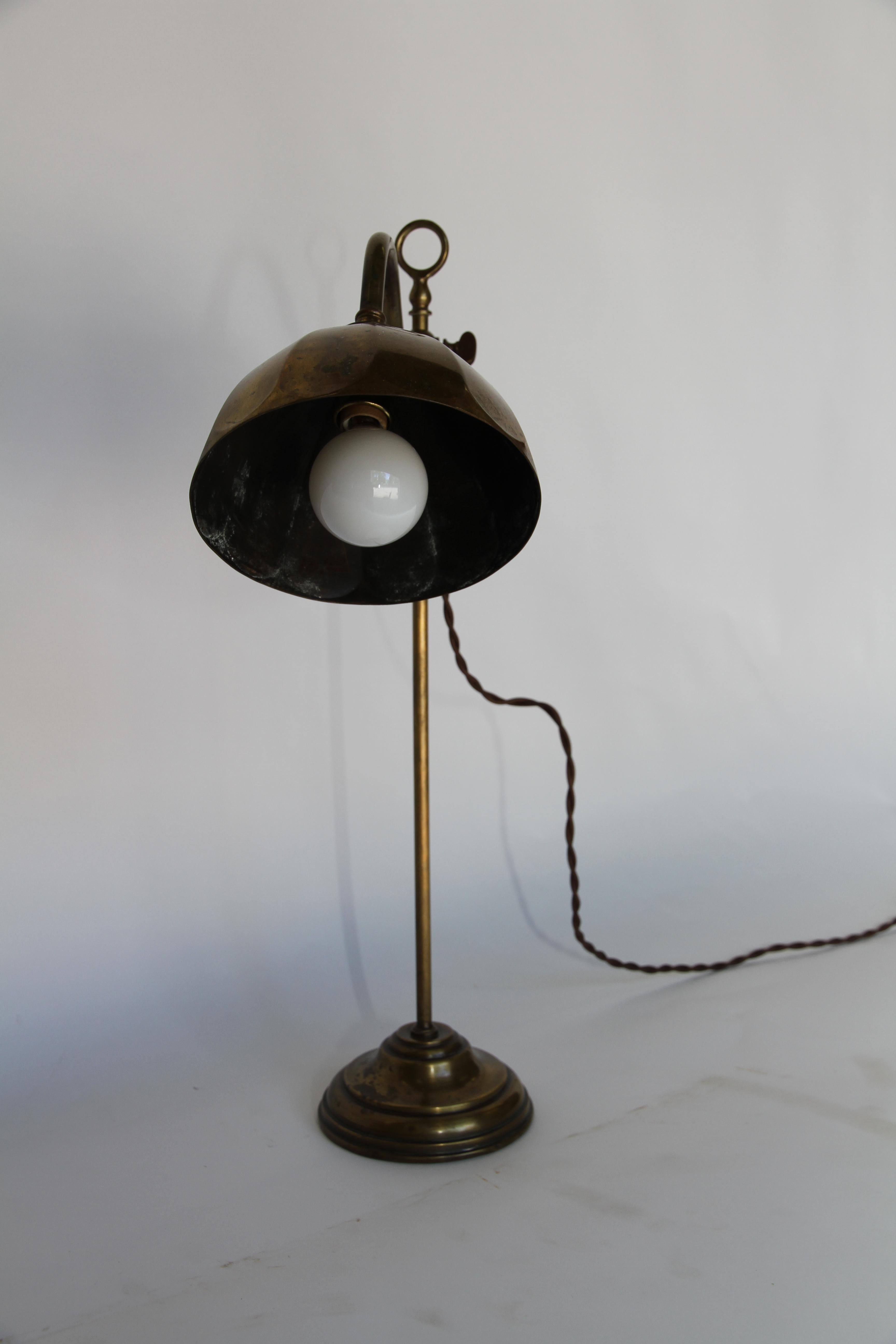 20th Century Antique French Adjustable Brass Lamp