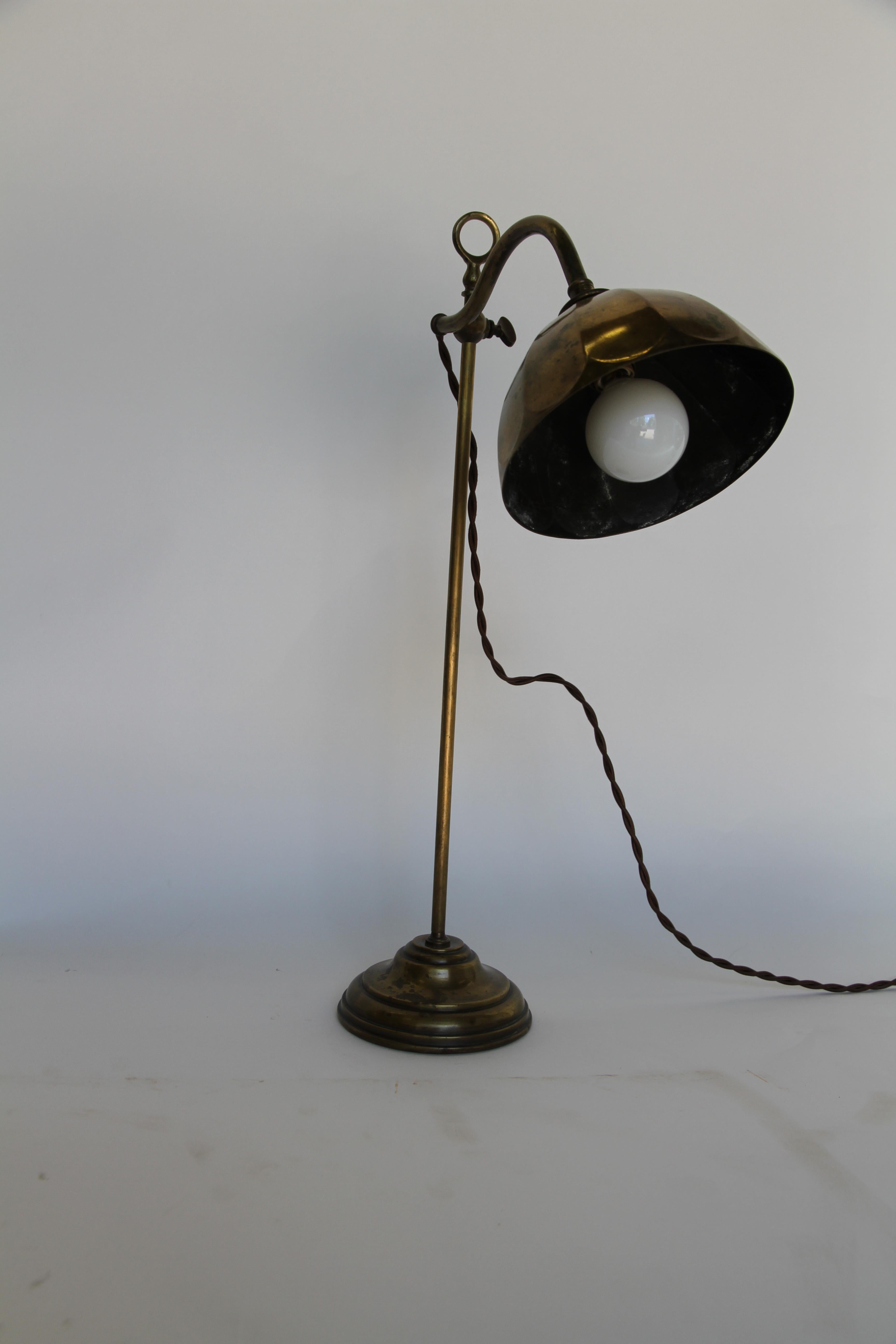 Antique French Adjustable Brass Lamp 4
