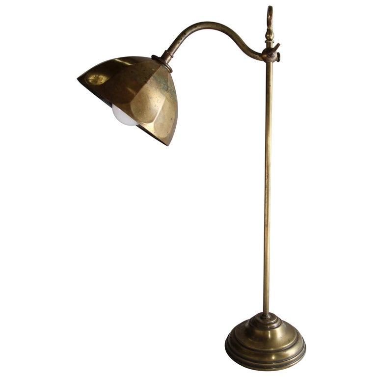 Antique French Adjustable Brass Lamp For Sale at 1stdibs