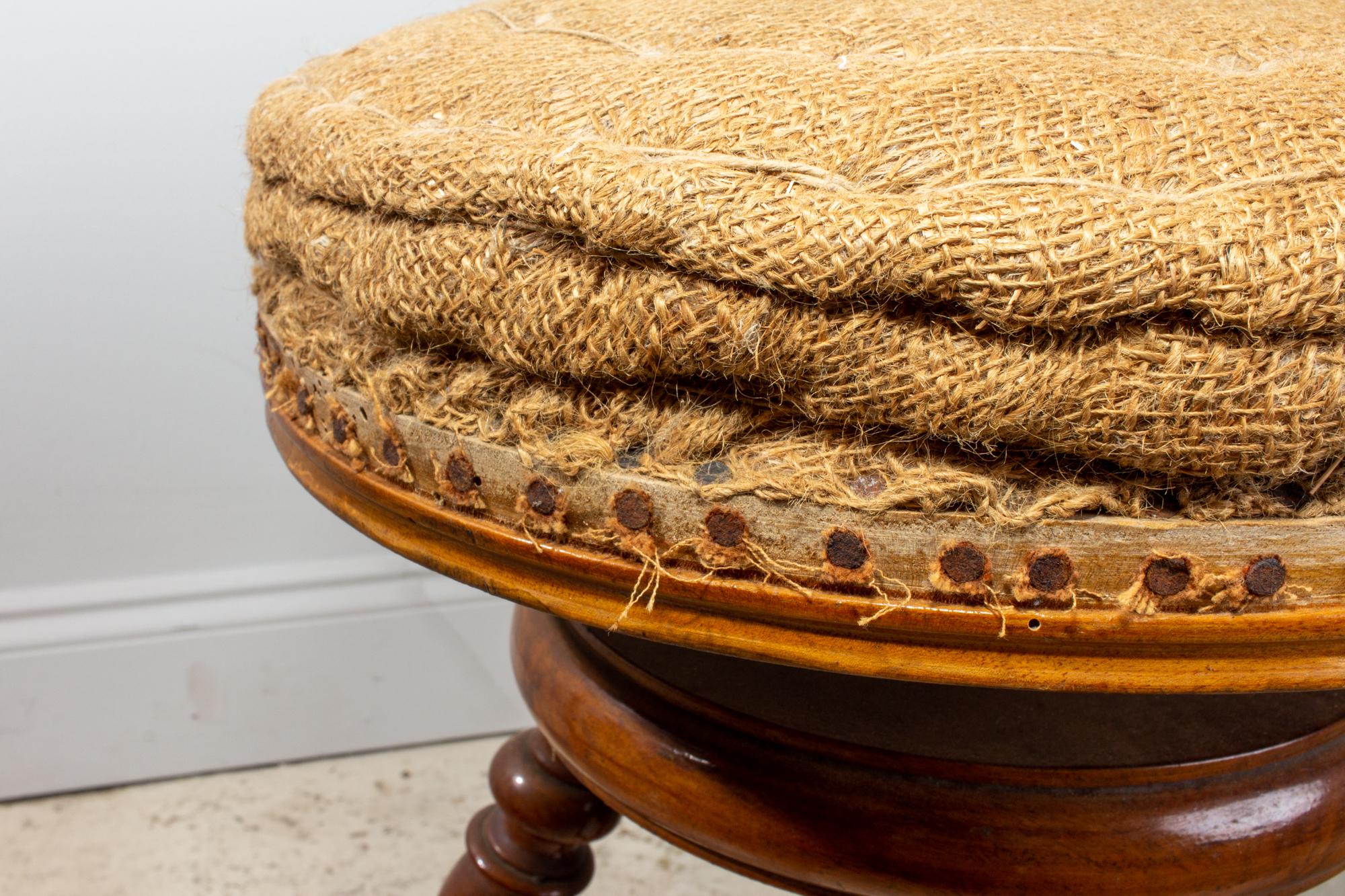 Early 20th Century Antique French Adjustable Carved Wood Stool