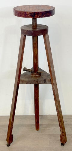 Antique French piedistallo da vasaio regolabile/girevole