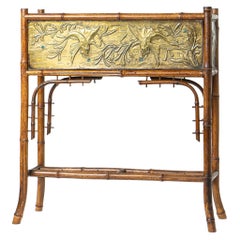 Antique French Aesthetic Movement Brass and Bamboo Jardiniere on Stand