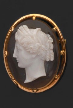 Antique French Agate Cameo Brooch
