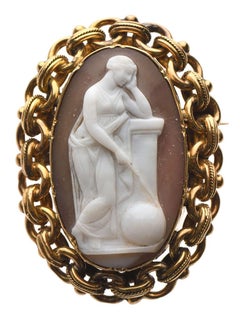 Antique French Agate Cameo Brooch