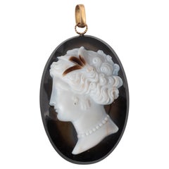 Antiker französischer Kamee-Anhänger aus Achat, ca. 1840''s