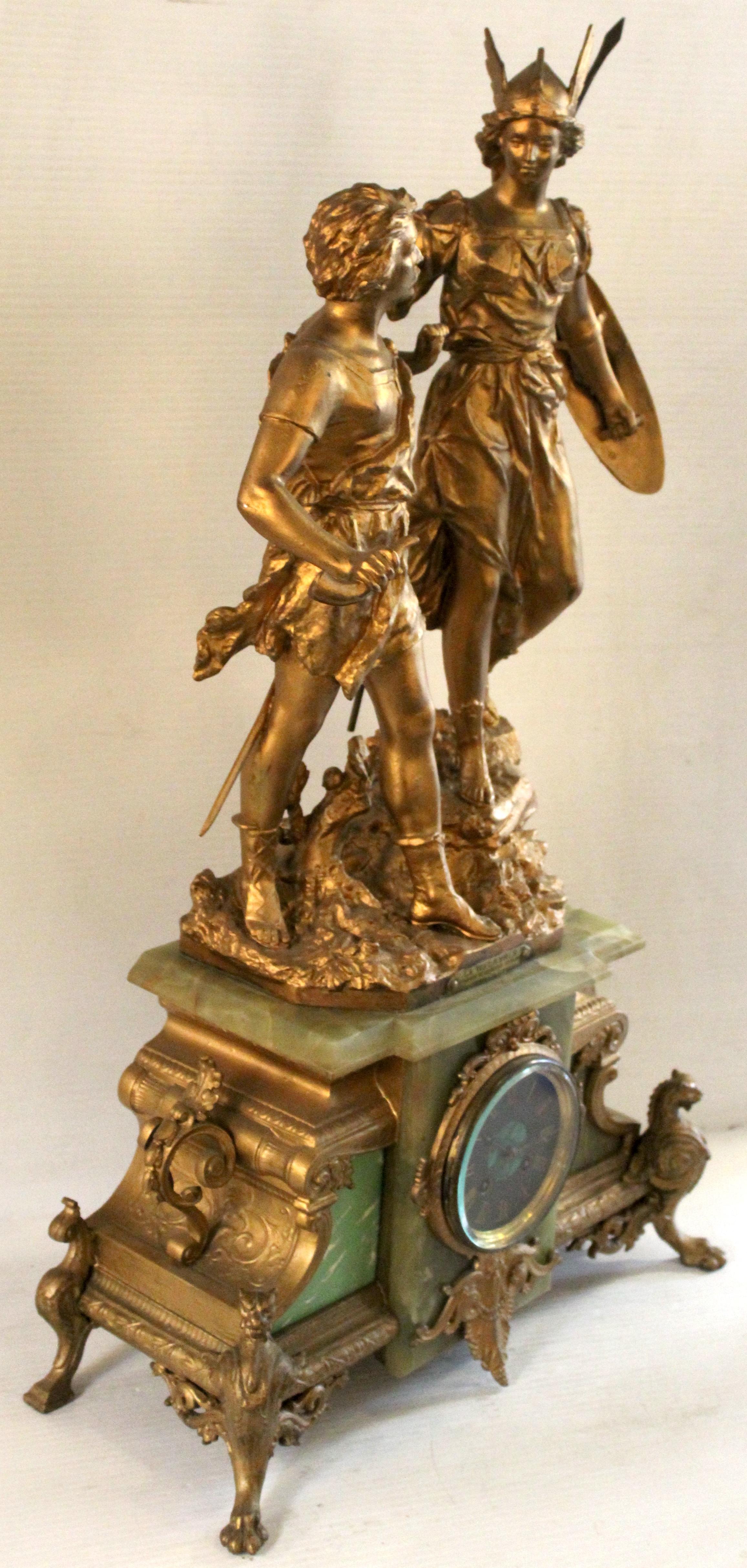 Romantic Antique French Alabaster Clock 