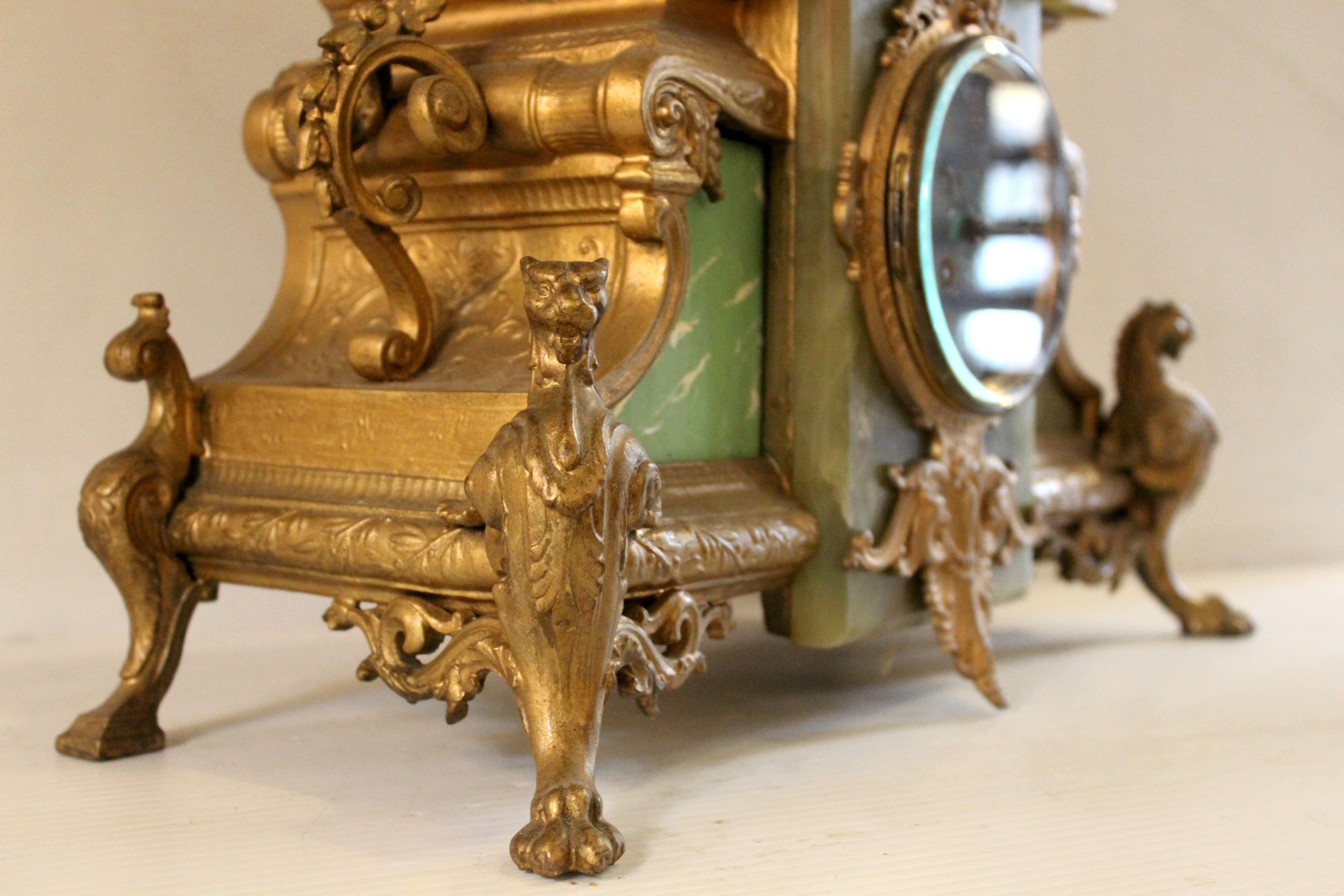Antique French Alabaster Clock 