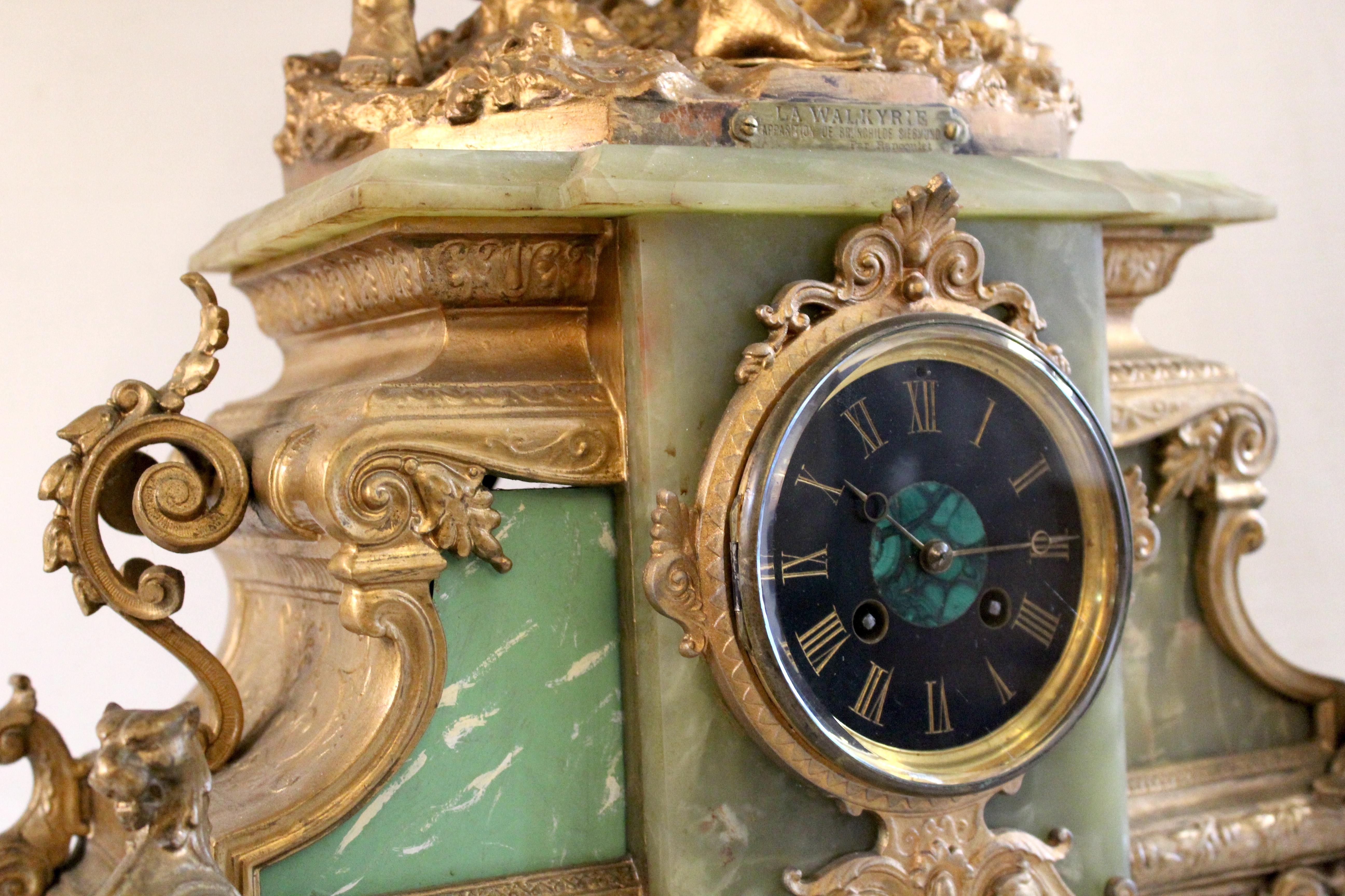 20th Century Antique French Alabaster Clock 