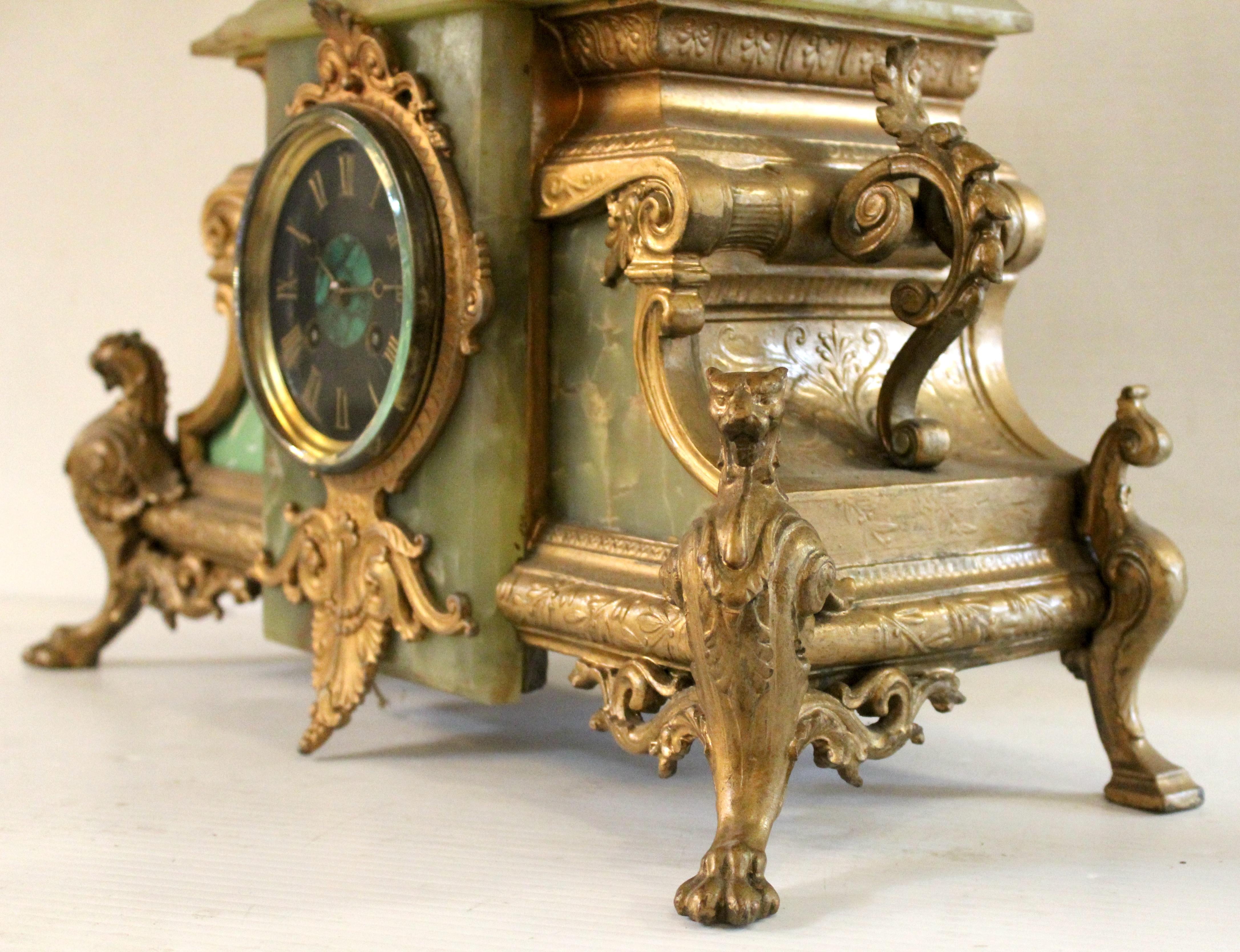 Antique French Alabaster Clock 