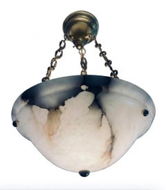 Antique French Alabaster Pendant Light~ a Pair