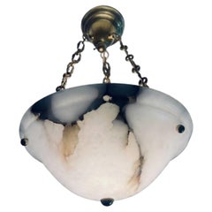 Antique French Alabaster Pendant Light~ a Pair