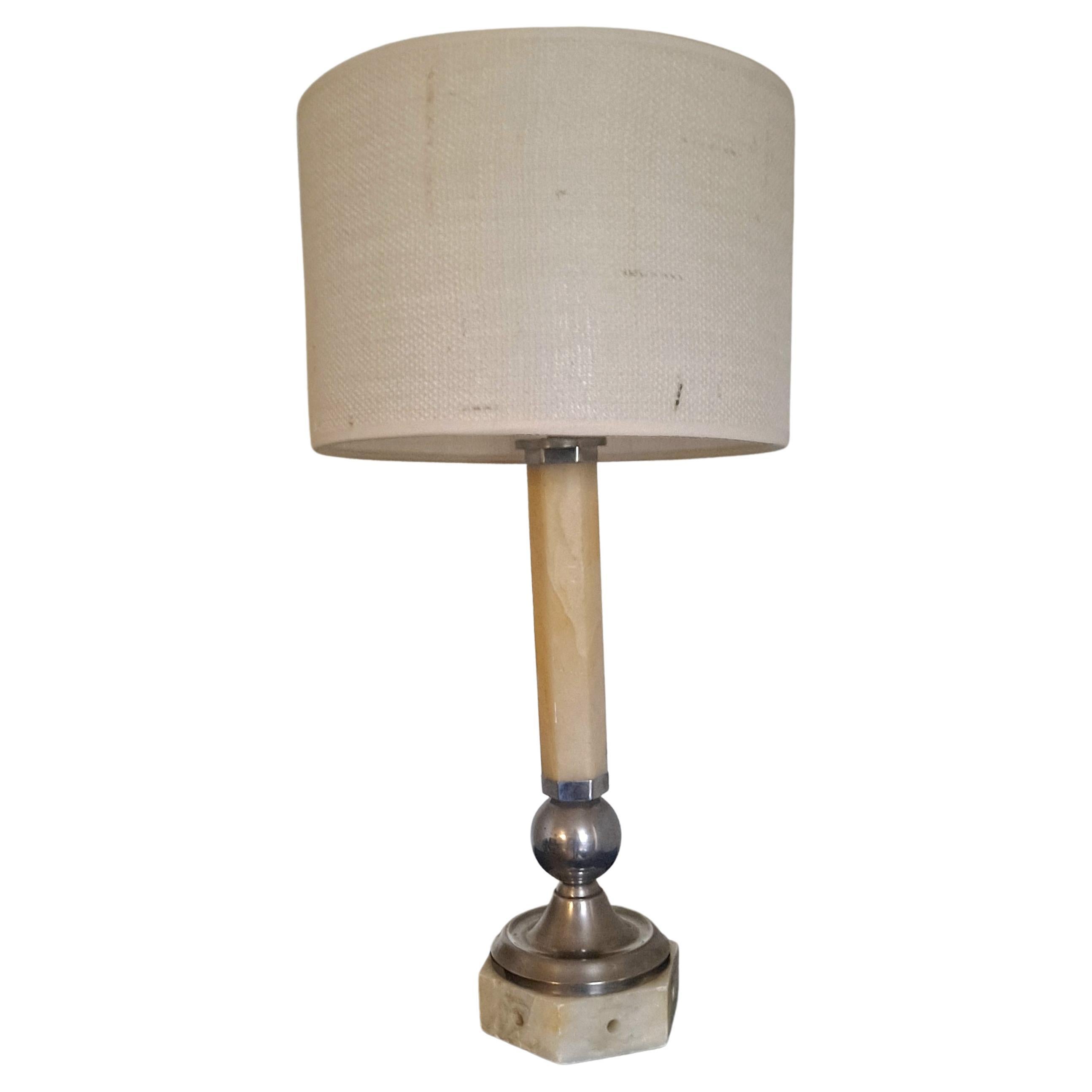 Art Deco French Alabaster Table Lamp For Sale