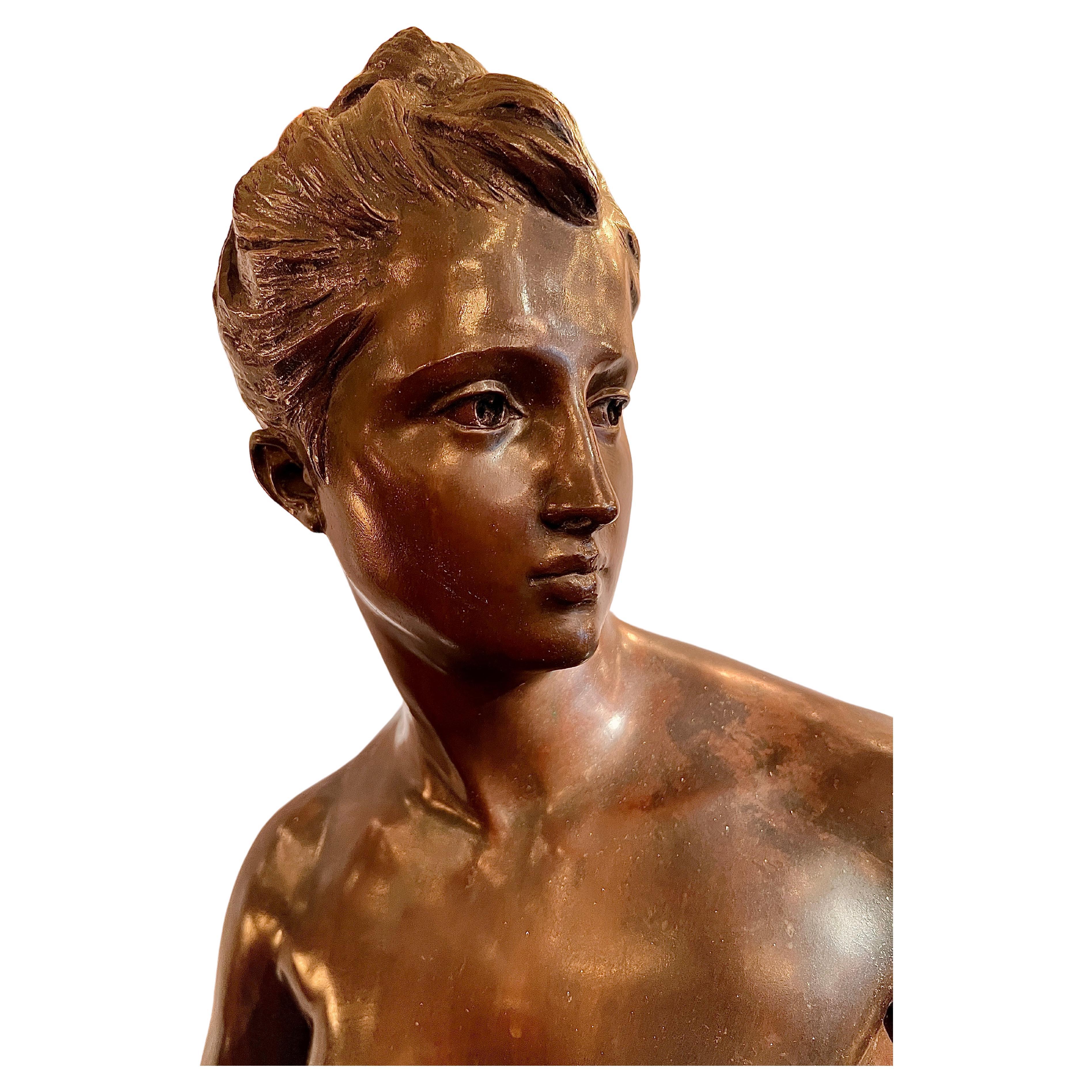 Antique French Alfred Boucher (1850-1934) Bronze Sculpture, 