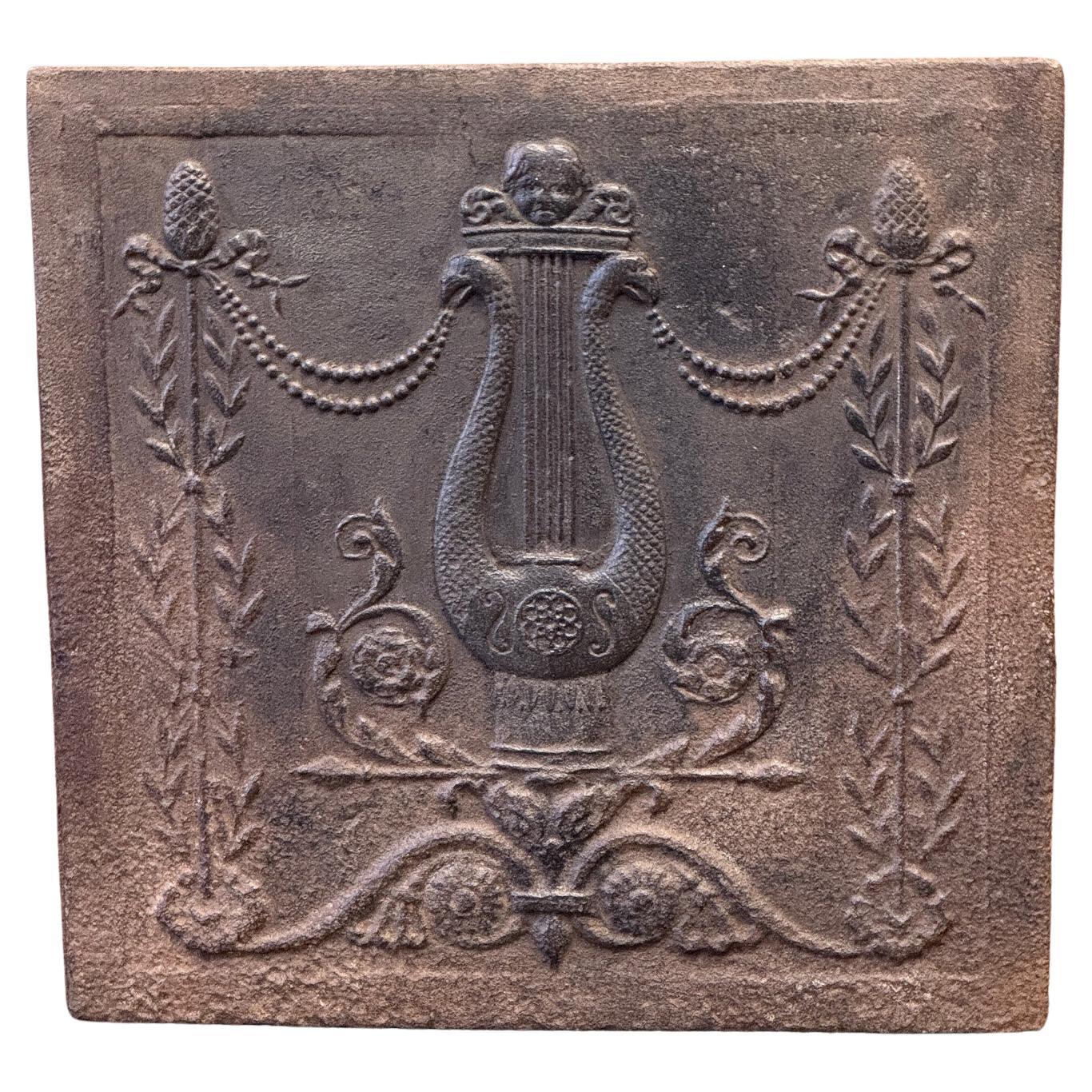 Antique French 'Allegory of Music' Fireback / Backsplash, Early 19th Century