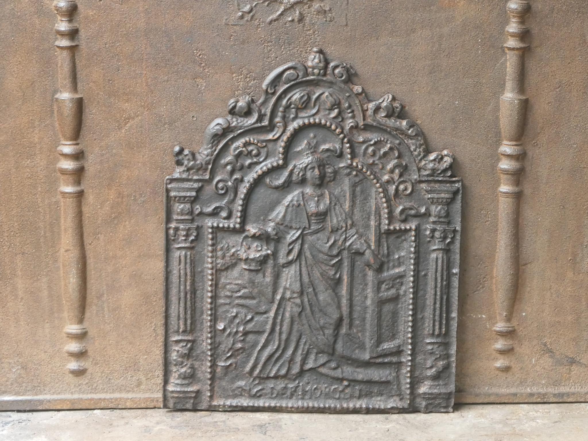 Cast Antique French 'Allegory of the Morning' Fireback / Backsplash, 18th - 19th C. For Sale