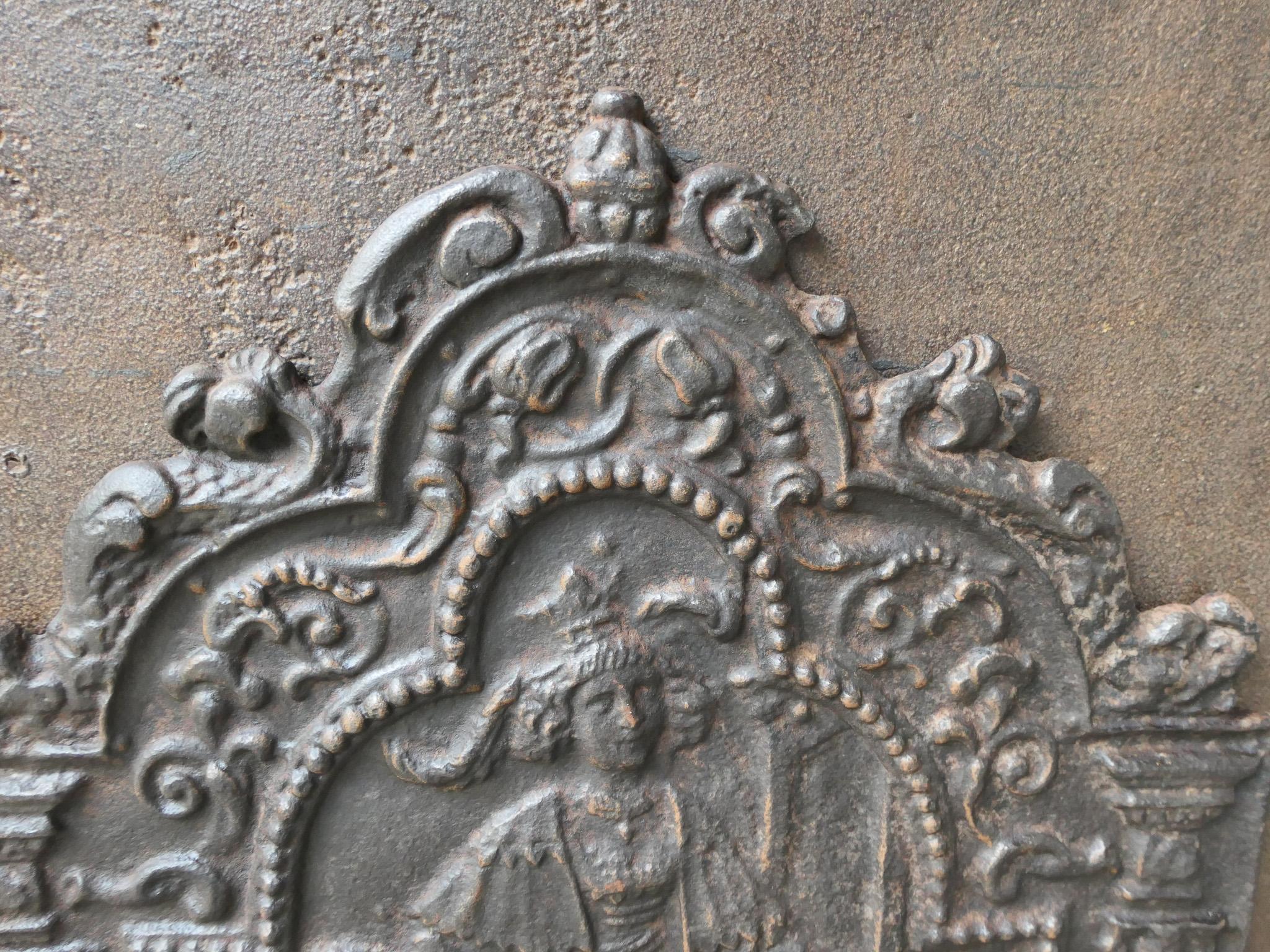 Iron Antique French 'Allegory of the Morning' Fireback / Backsplash, 18th - 19th C. For Sale